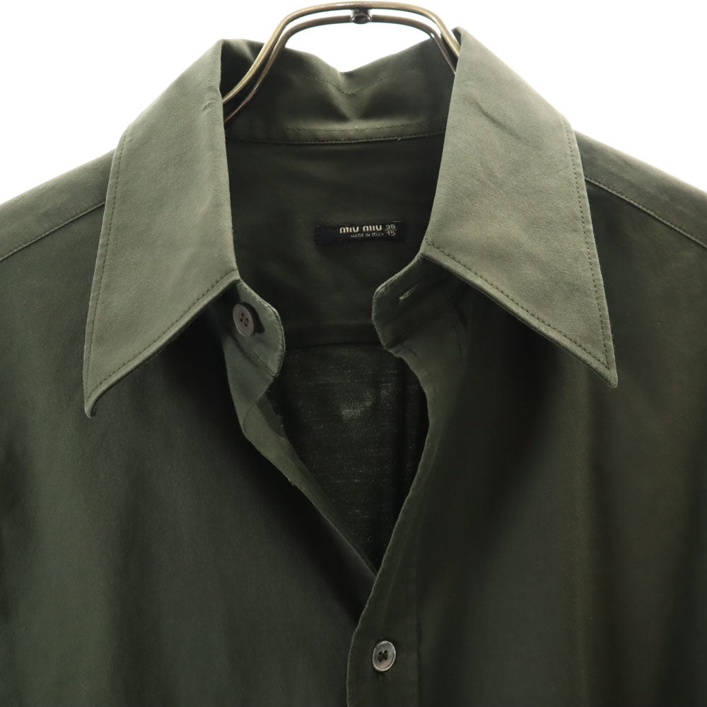 MIUMIU ミュウミュウ イタリア製 長袖 ボタンダウンシャツ 38/15 カーキ メンズ