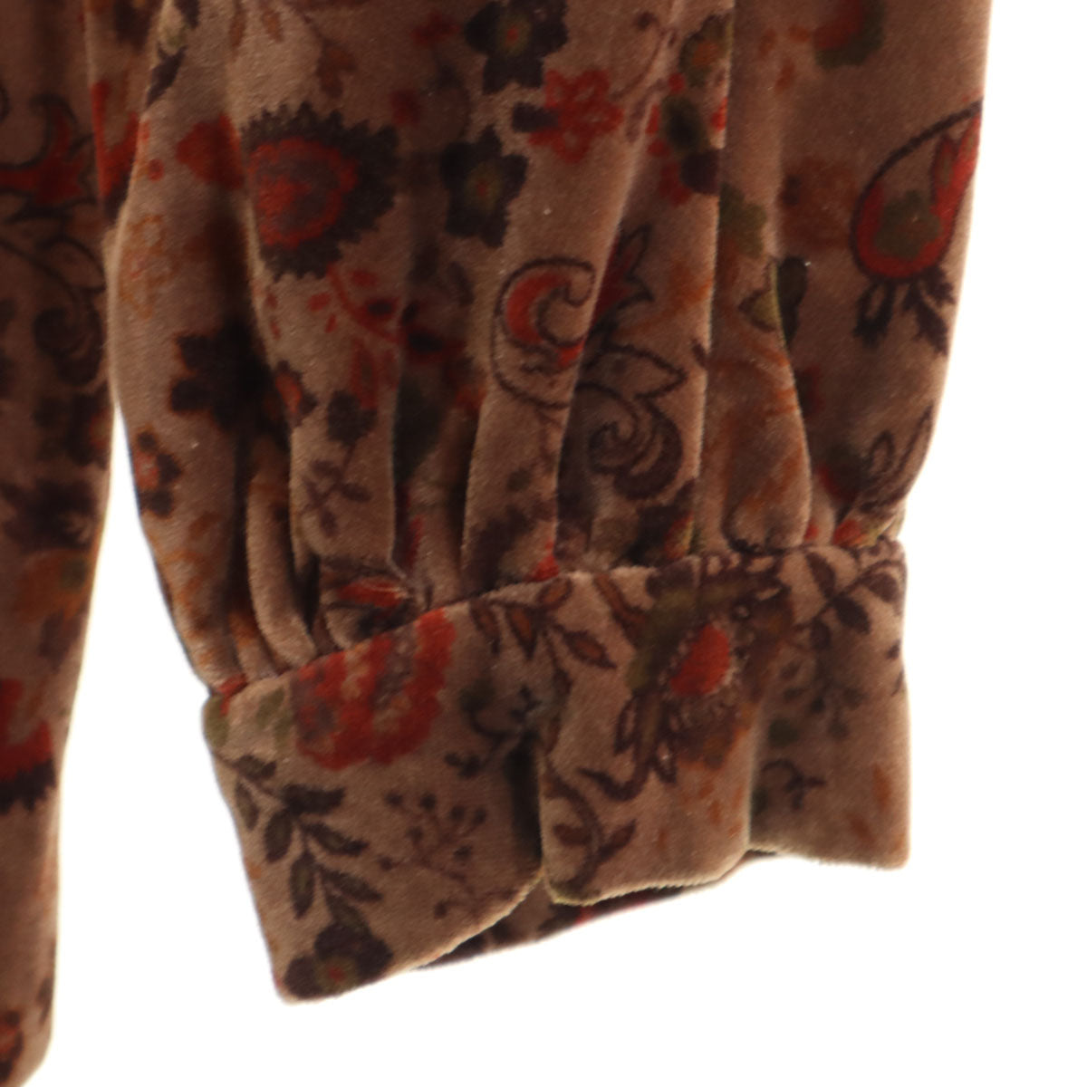 Chloe クロエ 総柄 ノーカラージャケット 40 ブラウン レディース