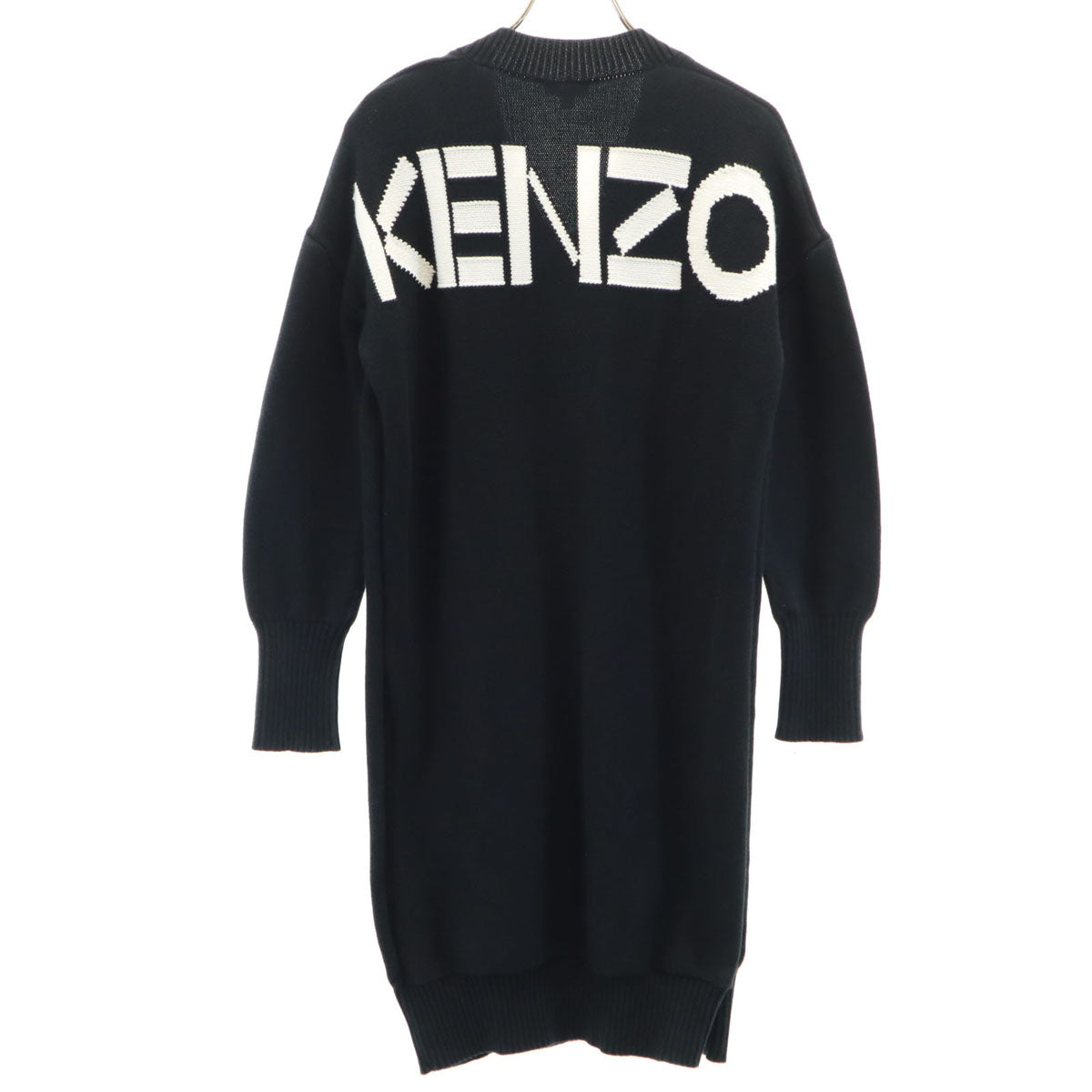 KENZO ケンゾー 長袖 Vネック ニット ワンピース XS ネイビー系 レディース