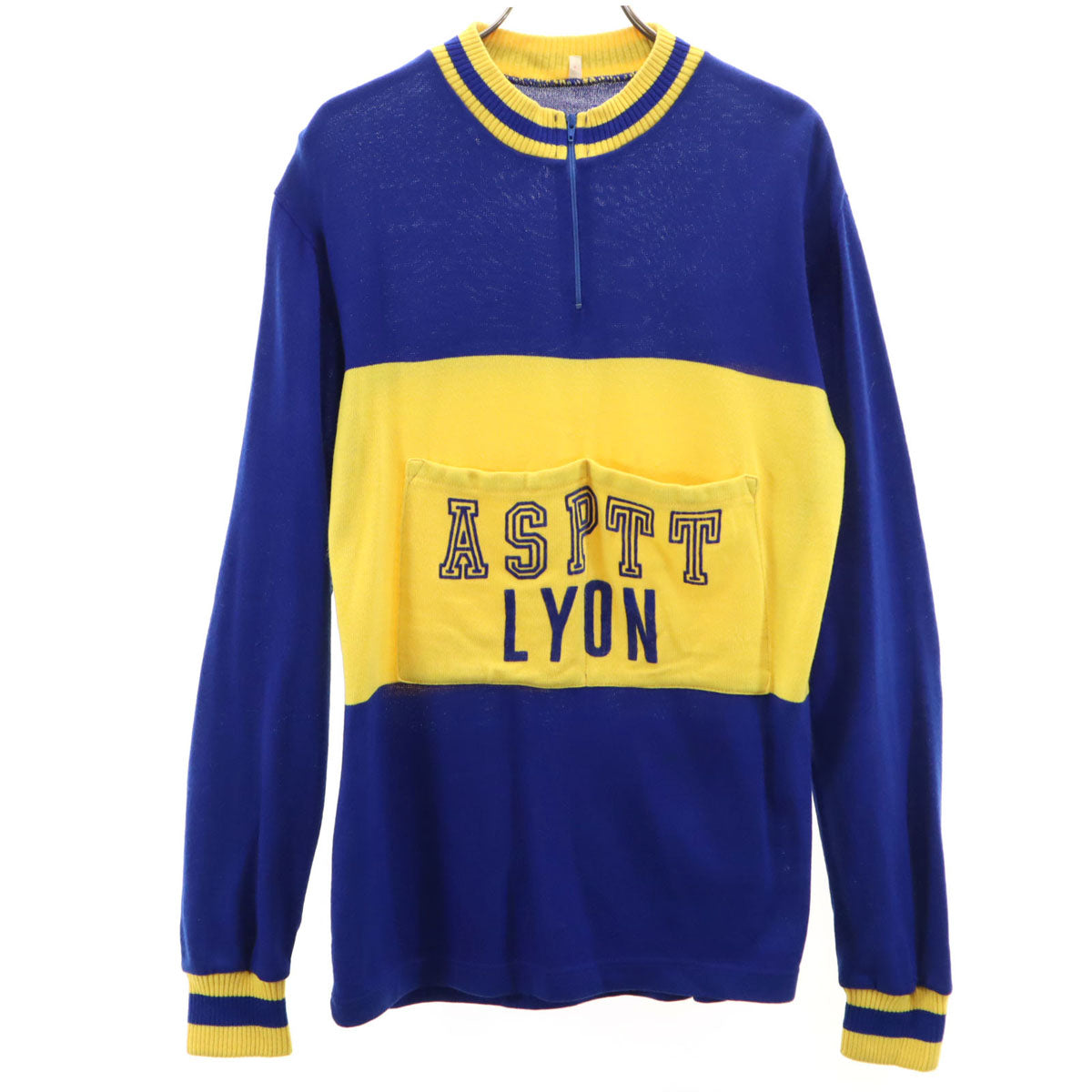 80s 90s オールド ASPTT 長袖 ハーフジップ サイクリング ニット 4 ブルー メンズ