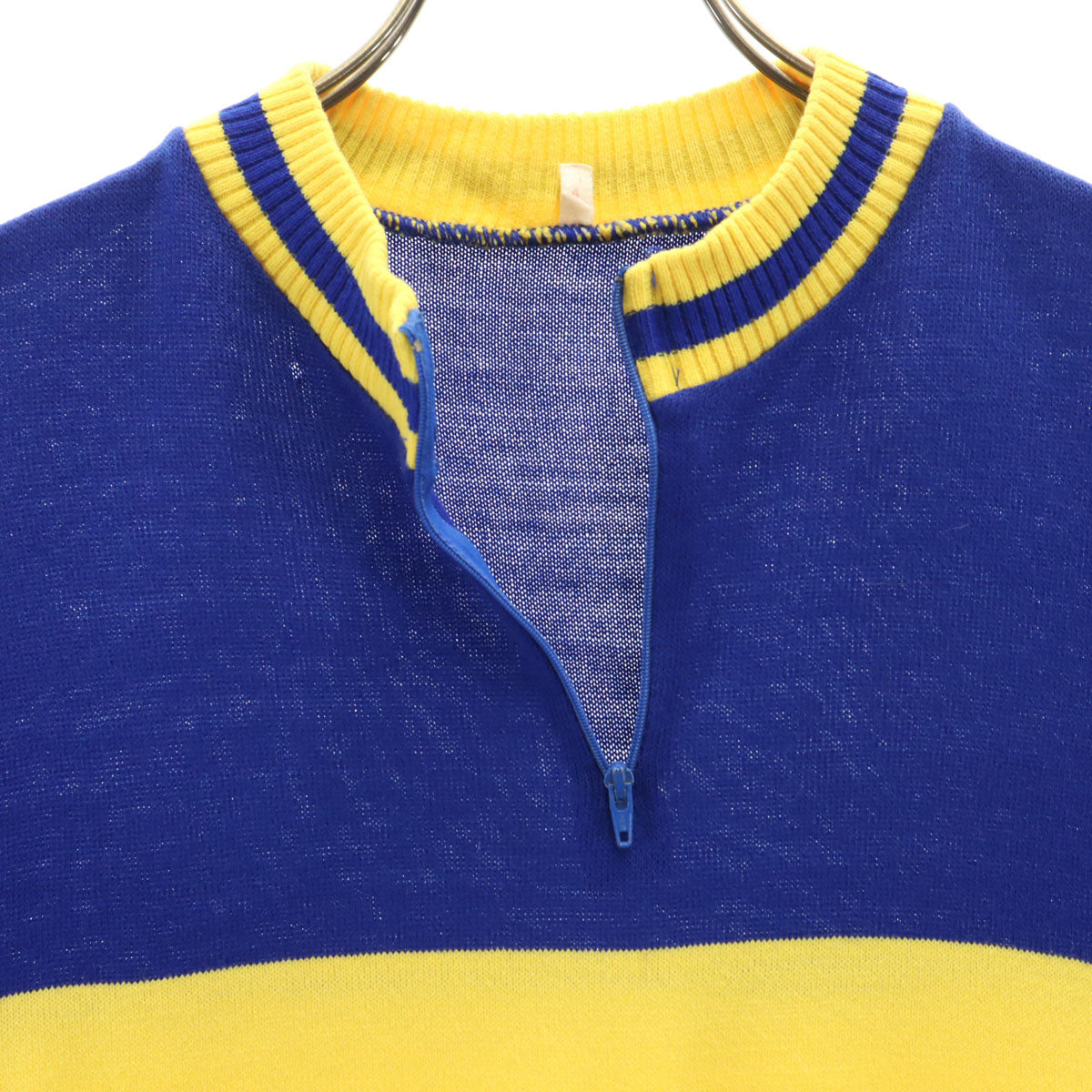 80s 90s オールド ASPTT 長袖 ハーフジップ サイクリング ニット 4 ブルー メンズ