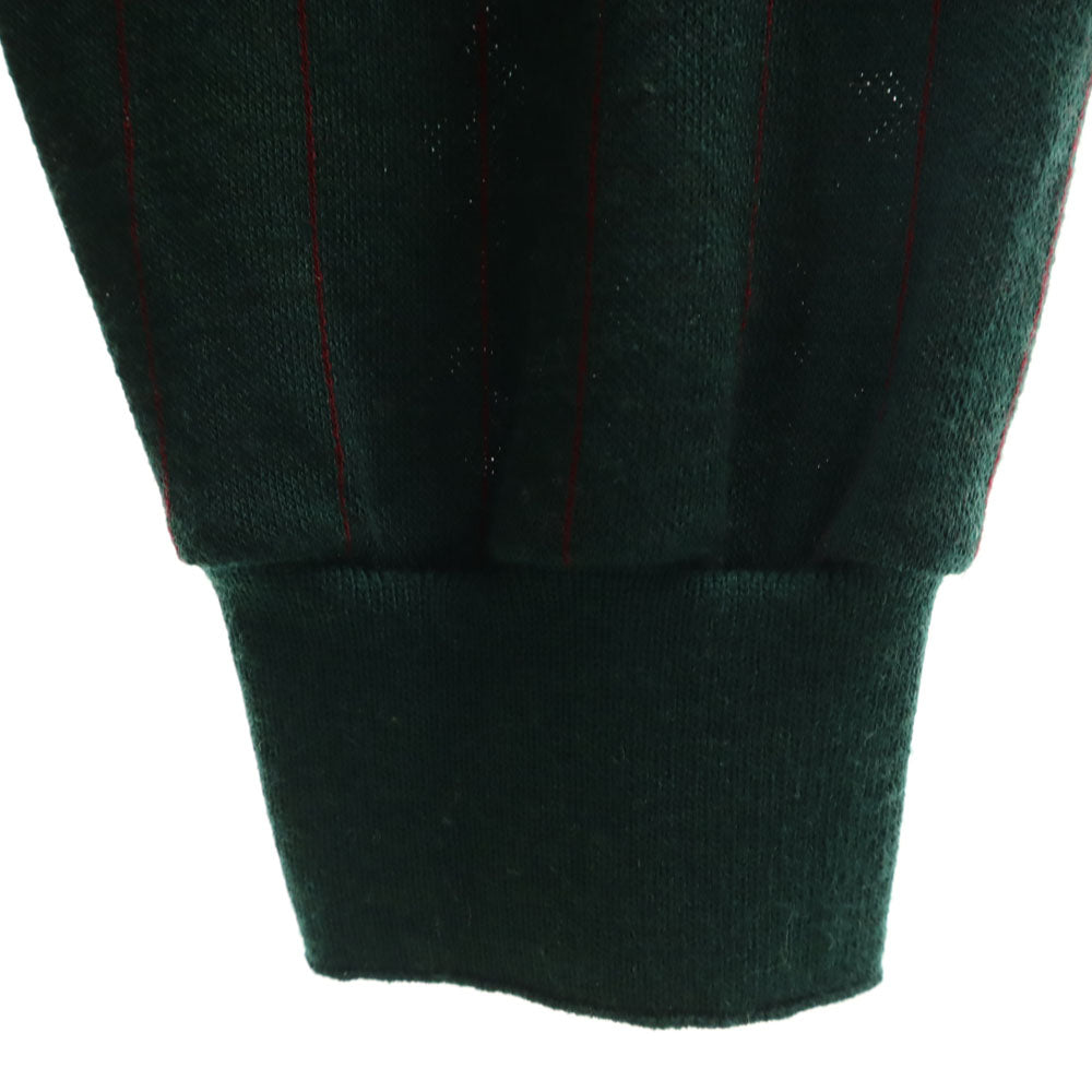 Dunhill ダンヒル 90s オールドイタリア製 ウールブレンド ストライプ柄 長袖 ポロシャツ S グリーン メンズ