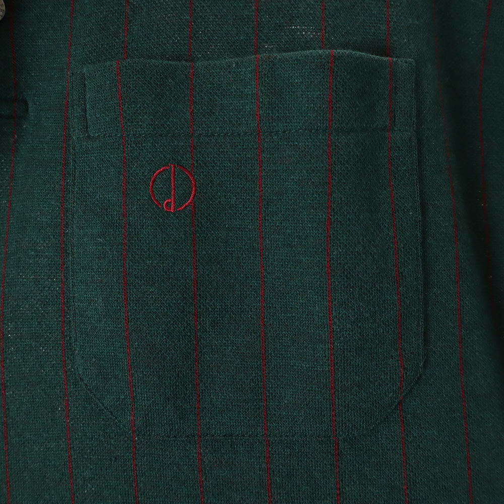 Dunhill ダンヒル 90s オールドイタリア製 ウールブレンド ストライプ柄 長袖 ポロシャツ S グリーン メンズ