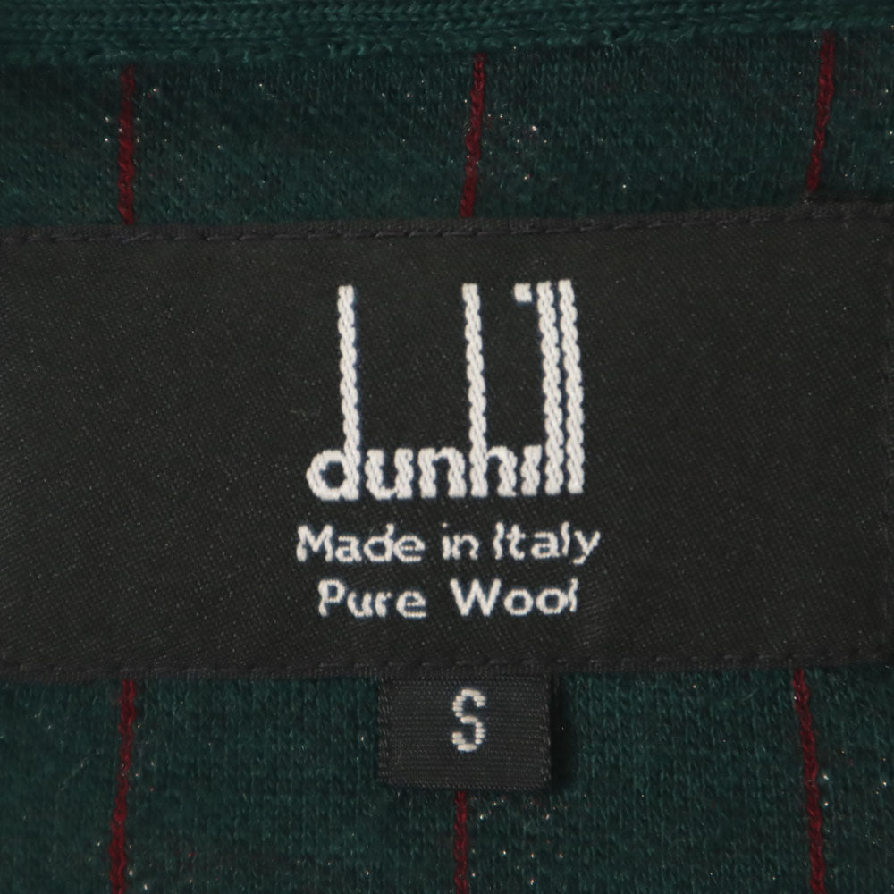Dunhill ダンヒル 90s オールドイタリア製 ウールブレンド ストライプ柄 長袖 ポロシャツ S グリーン メンズ