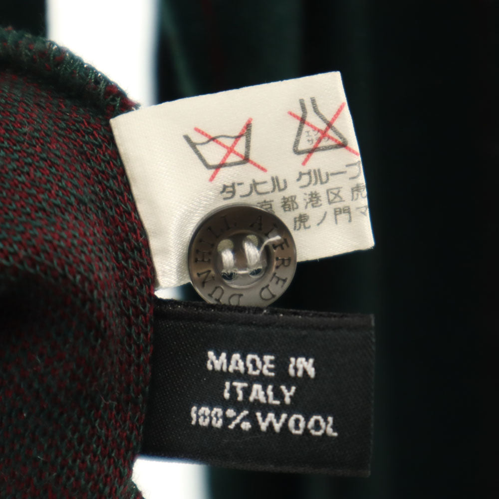 Dunhill ダンヒル 90s オールドイタリア製 ウールブレンド ストライプ柄 長袖 ポロシャツ S グリーン メンズ