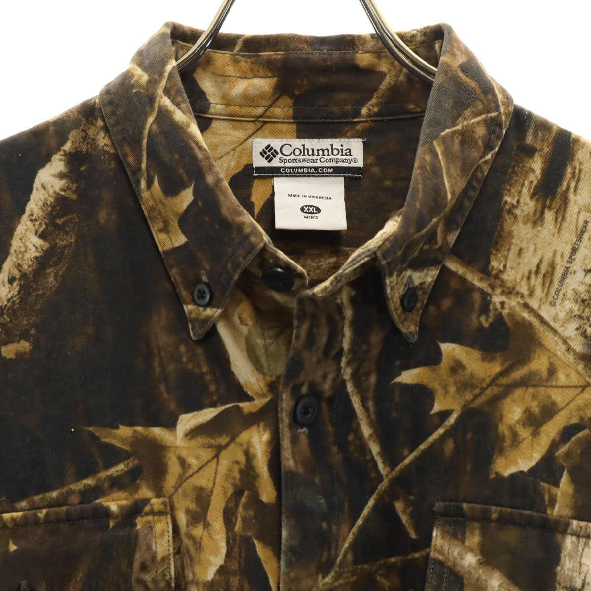 Columbia コロンビア リアルツリー柄 長袖 ボタンダウンシャツ XXL ブラウン アウトドア ビッグサイズ メンズ