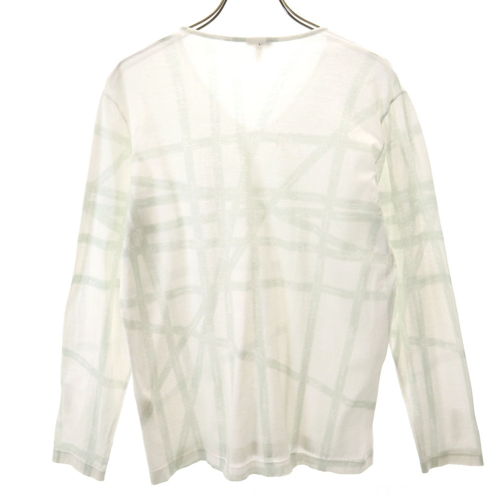 HERMES エルメス イタリア製 長袖 Vネック カットソー M ホワイト レディース