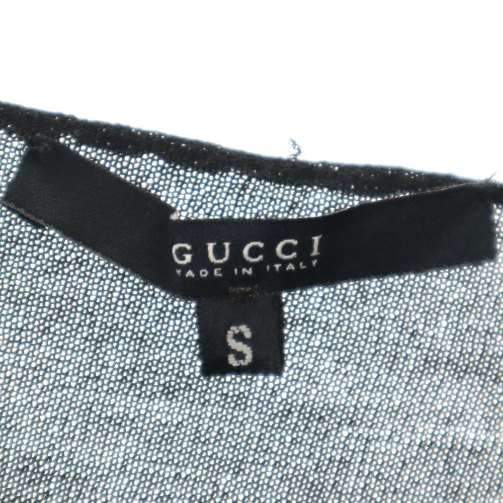 GUCCI グッチ イタリア製 ウールブレンド 長袖 袖リボン カットソー S ブラック レディース