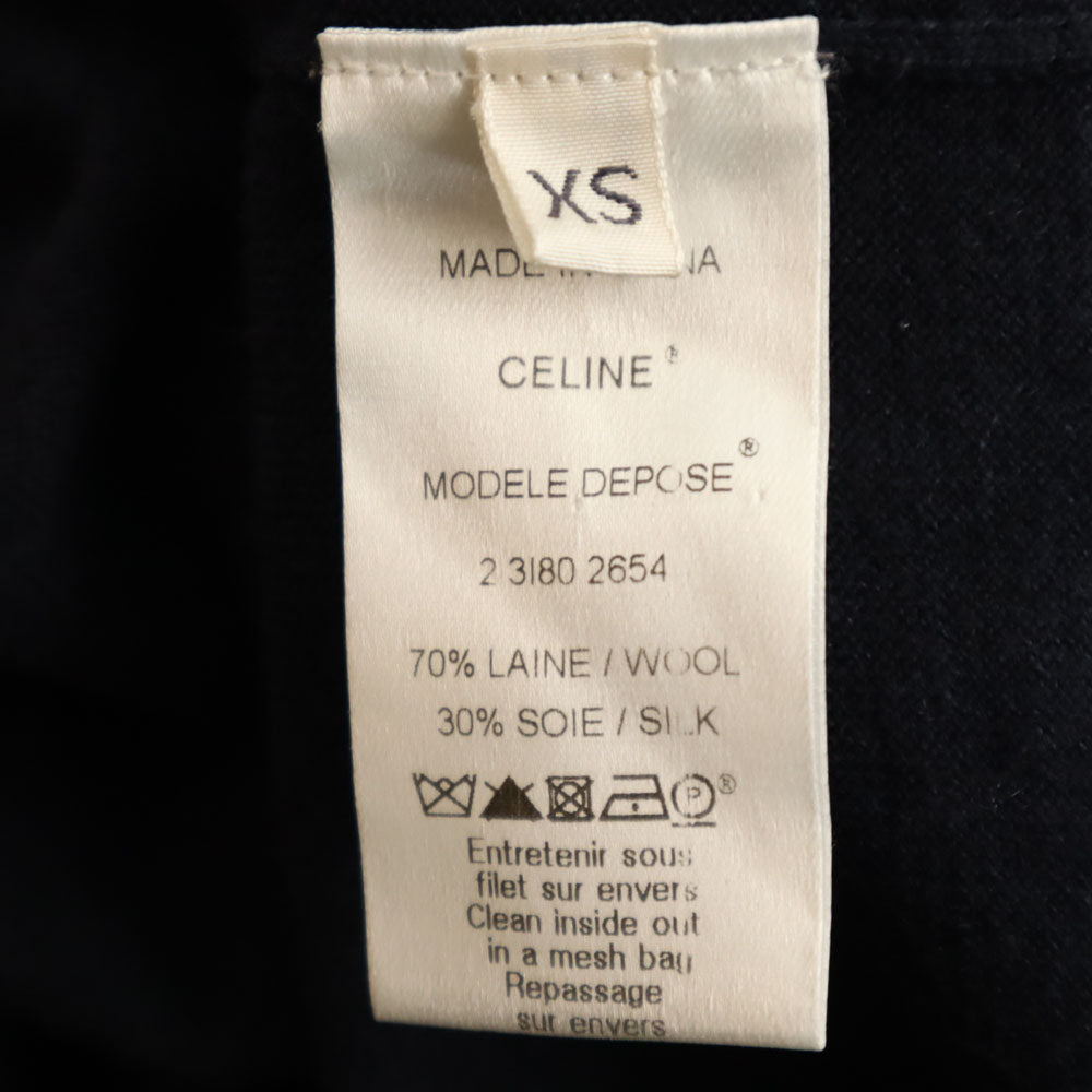 CELINE セリーヌ ウールブレンド 長袖 カットソー XS ネイビー レディース