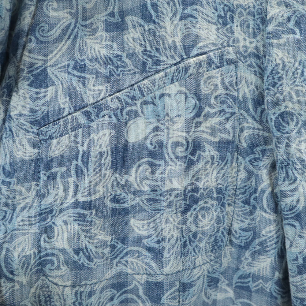 Herno ヘルノ 90s リネンブレンド オールド テーラードジャケット 42 ブルー レディース