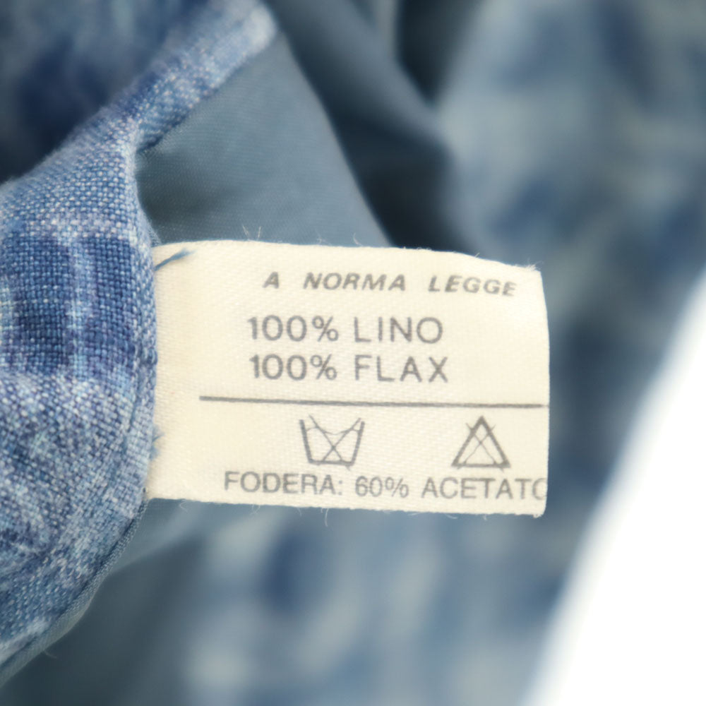 Herno ヘルノ 90s リネンブレンド オールド テーラードジャケット 42 ブルー レディース