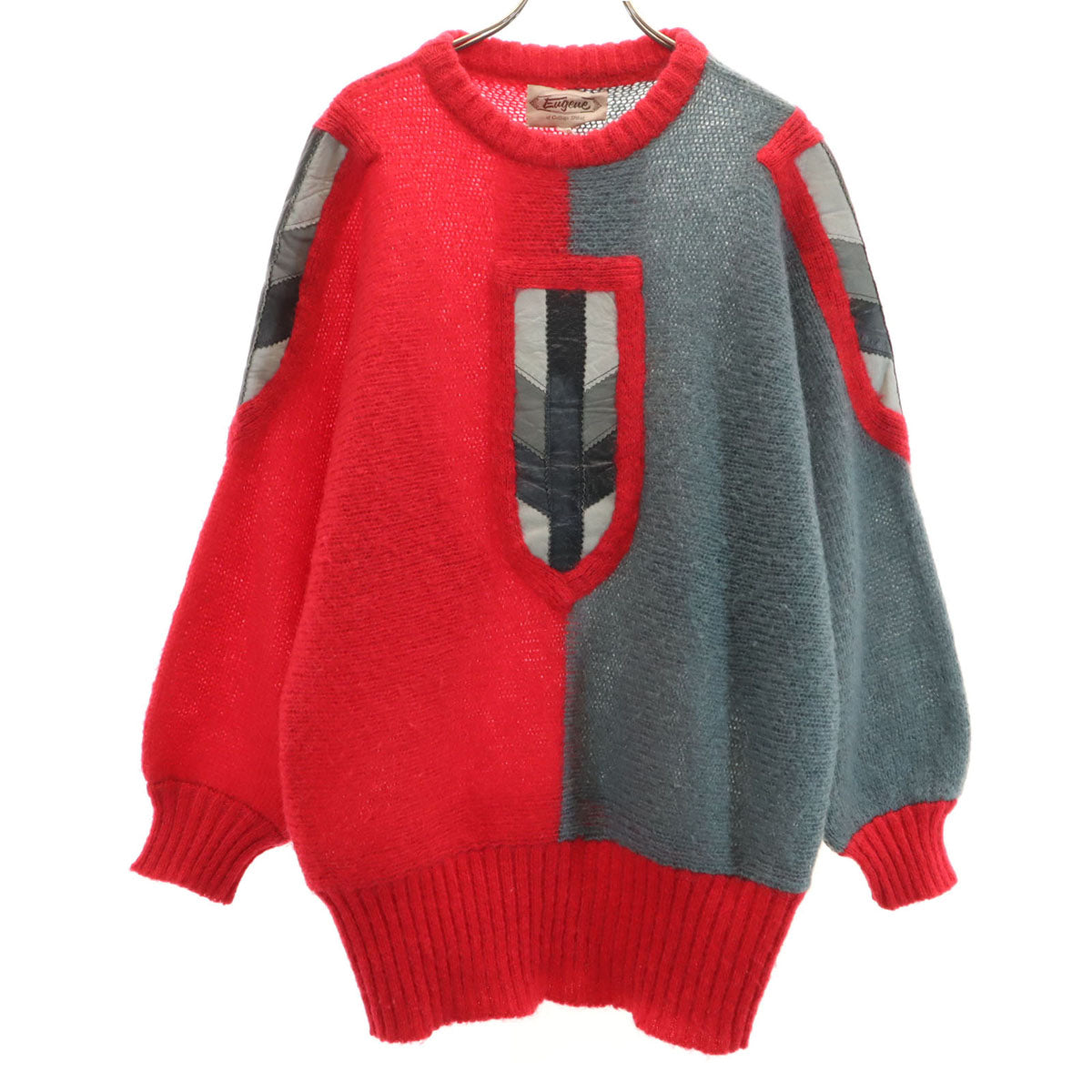 Eugeue 70s 80s モヘアブレンド ヴィンテージ 長袖 セーター M グレー ニット メンズ