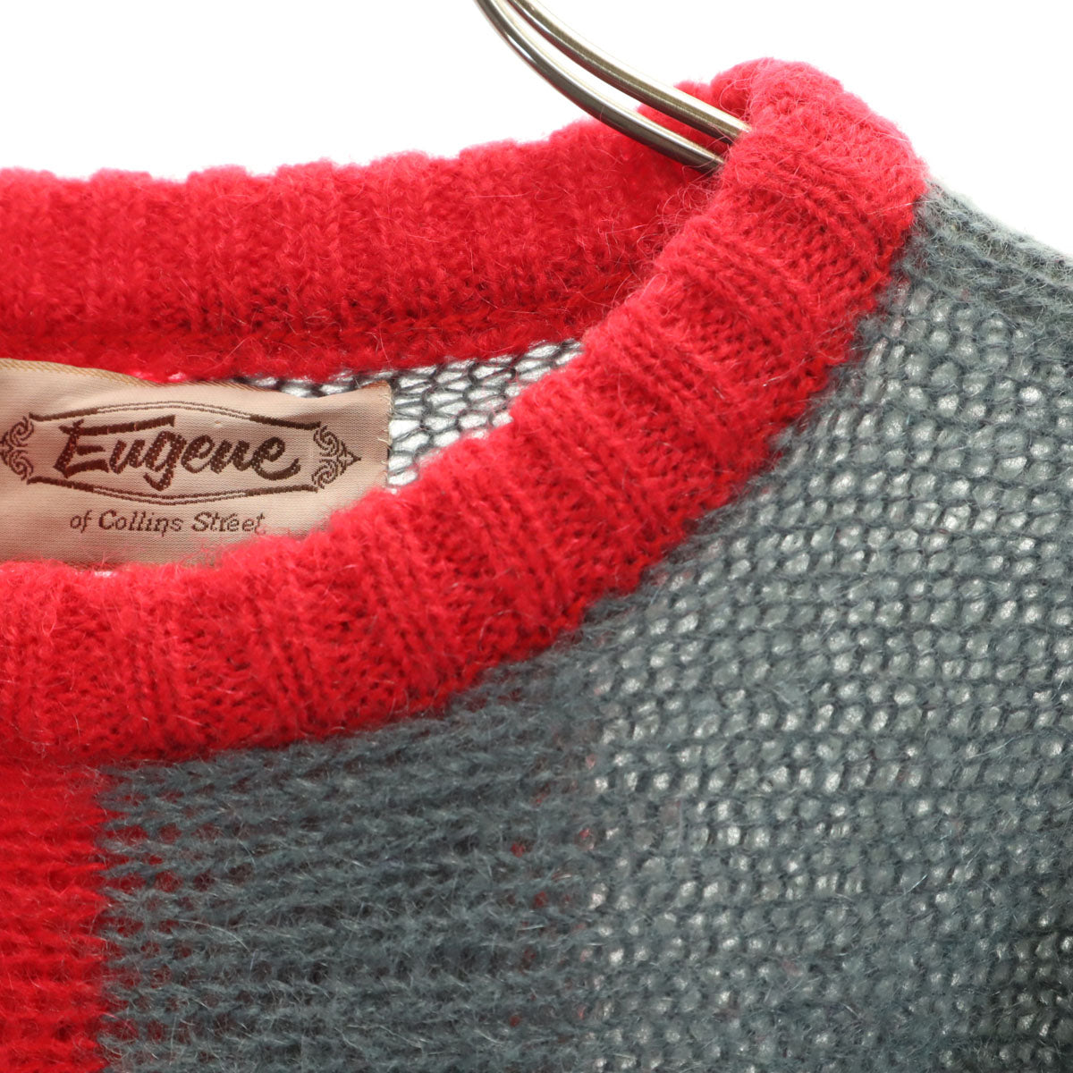 Eugeue 70s 80s モヘアブレンド ヴィンテージ 長袖 セーター M グレー ニット メンズ