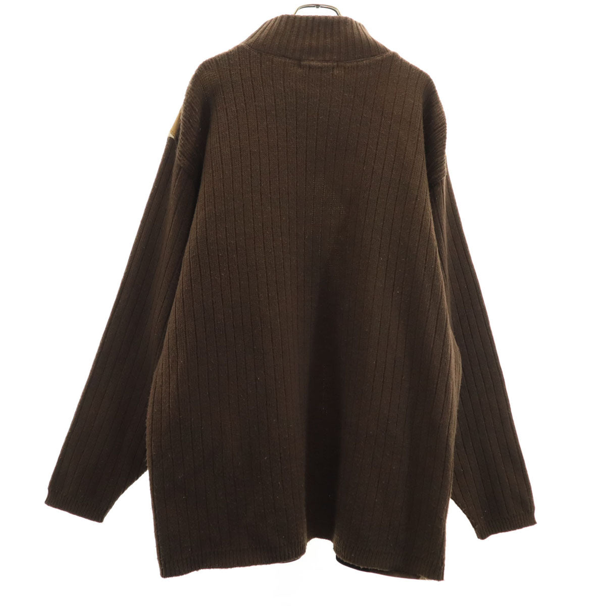KOMAN SPORT コーマンスポーツ 90s オールド 長袖 フェイクレザー切替 セーター L ブラウン ニット メンズ