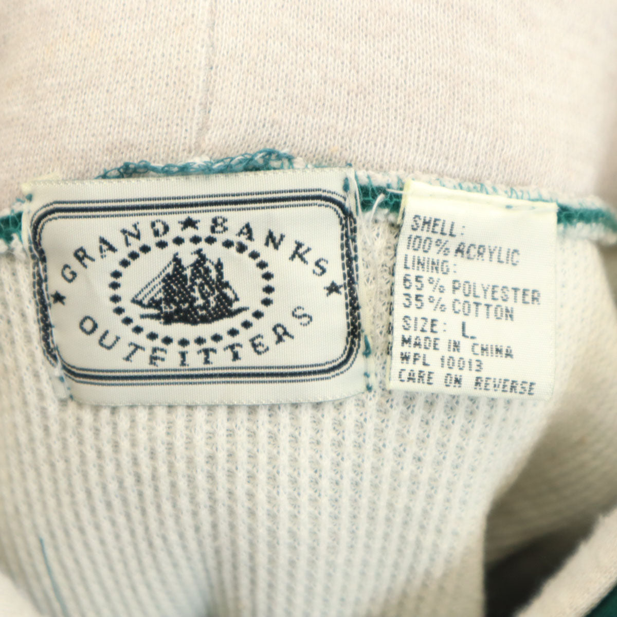 GRAND BANKS OUTFITTERS グランドバンクスアウトフィッターズ 90s オールド 長袖 ニット パーカー L 深緑 裏サーマル メンズ