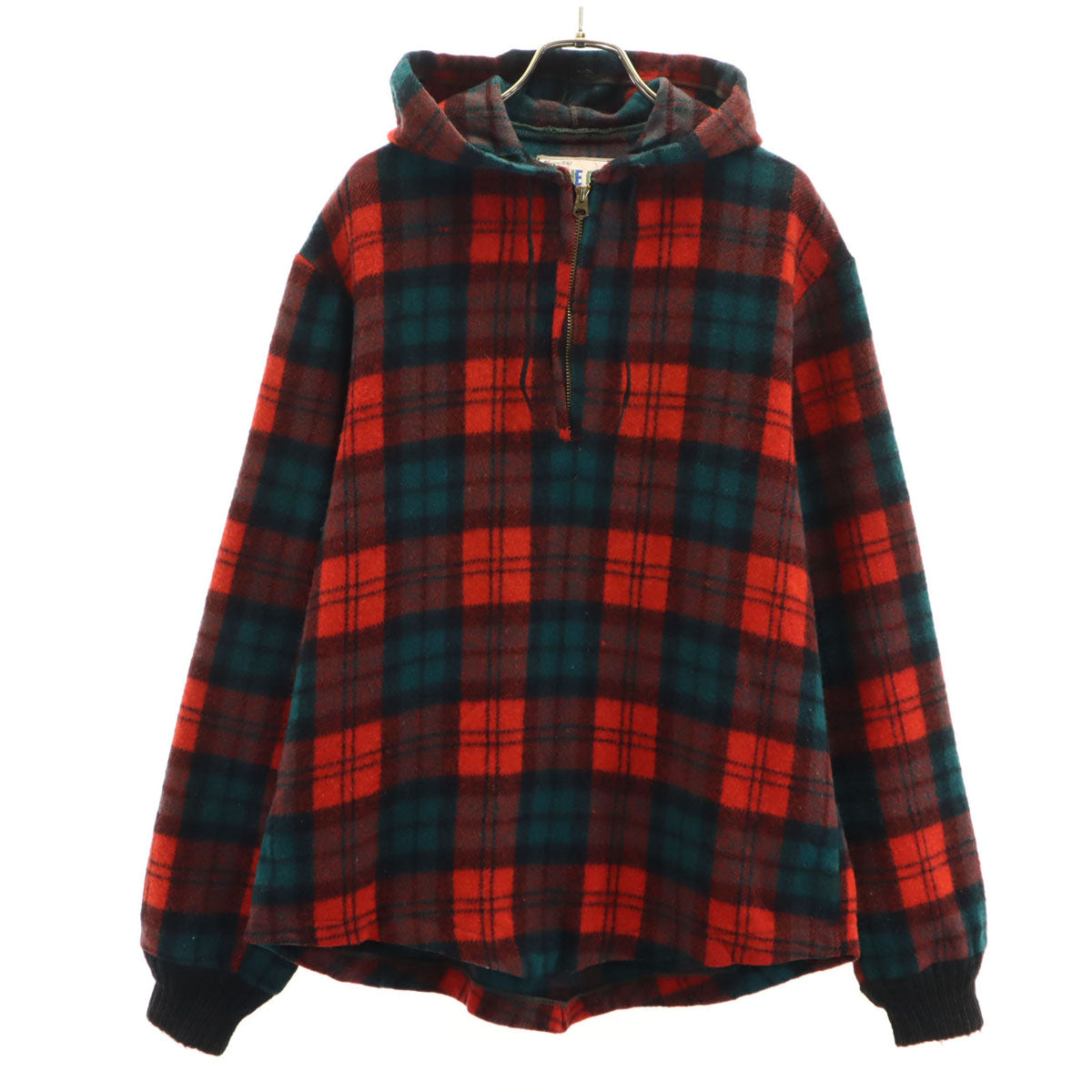 MAINE GUIDE 60s 70s ウール ヴィンテージ タータンチェック柄 長袖 ハーフジップ パーカー レッド TALONジップ メンズ