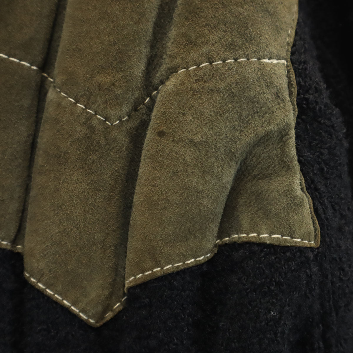 nc candido 70s イタリア製 ヴィンテージ 本革レザー切替 ニットジャケット M ブラック メンズ