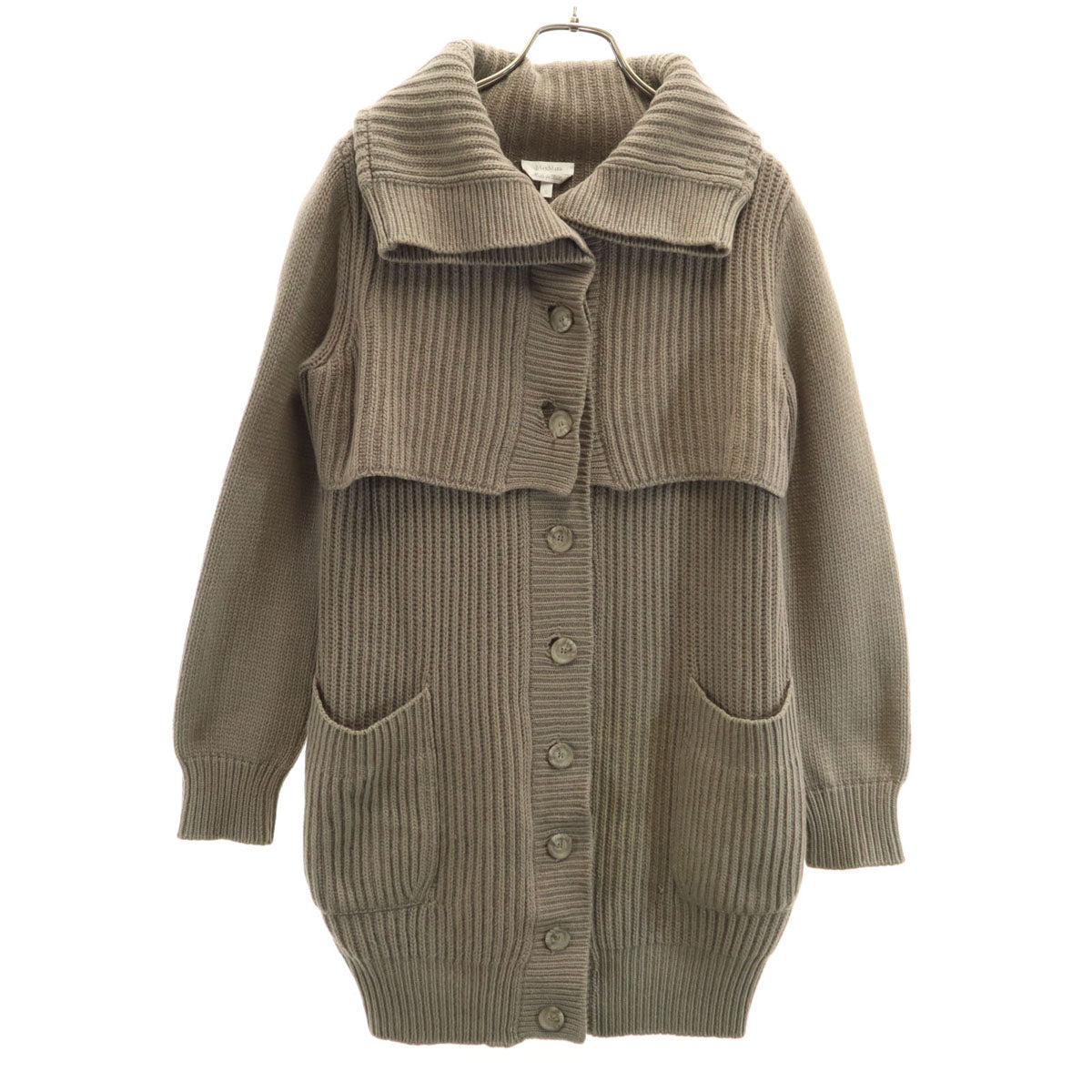 MAX MARA マックスマーラ イタリア製 カシミヤブレンド 長袖 ニットカーディガン S アッシュブラウン レディース