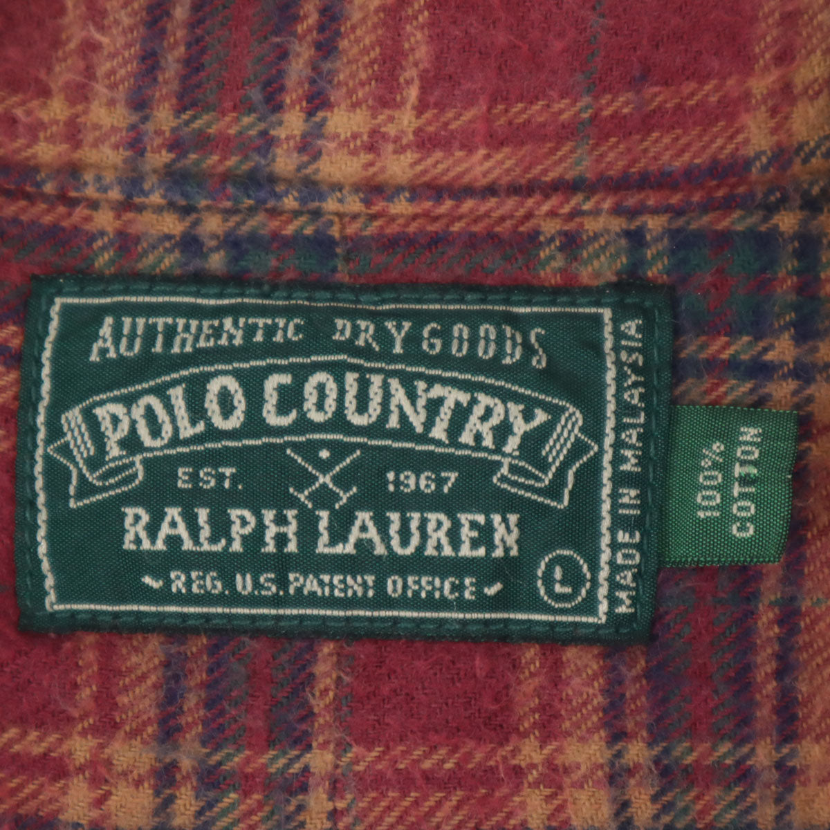 POLO COUNTRY RALPH LAUREN ポロカントリー ラルフローレン 80s 90s オールド チェック柄 長袖 ボタンダウンシャツ L レッド系 メンズ