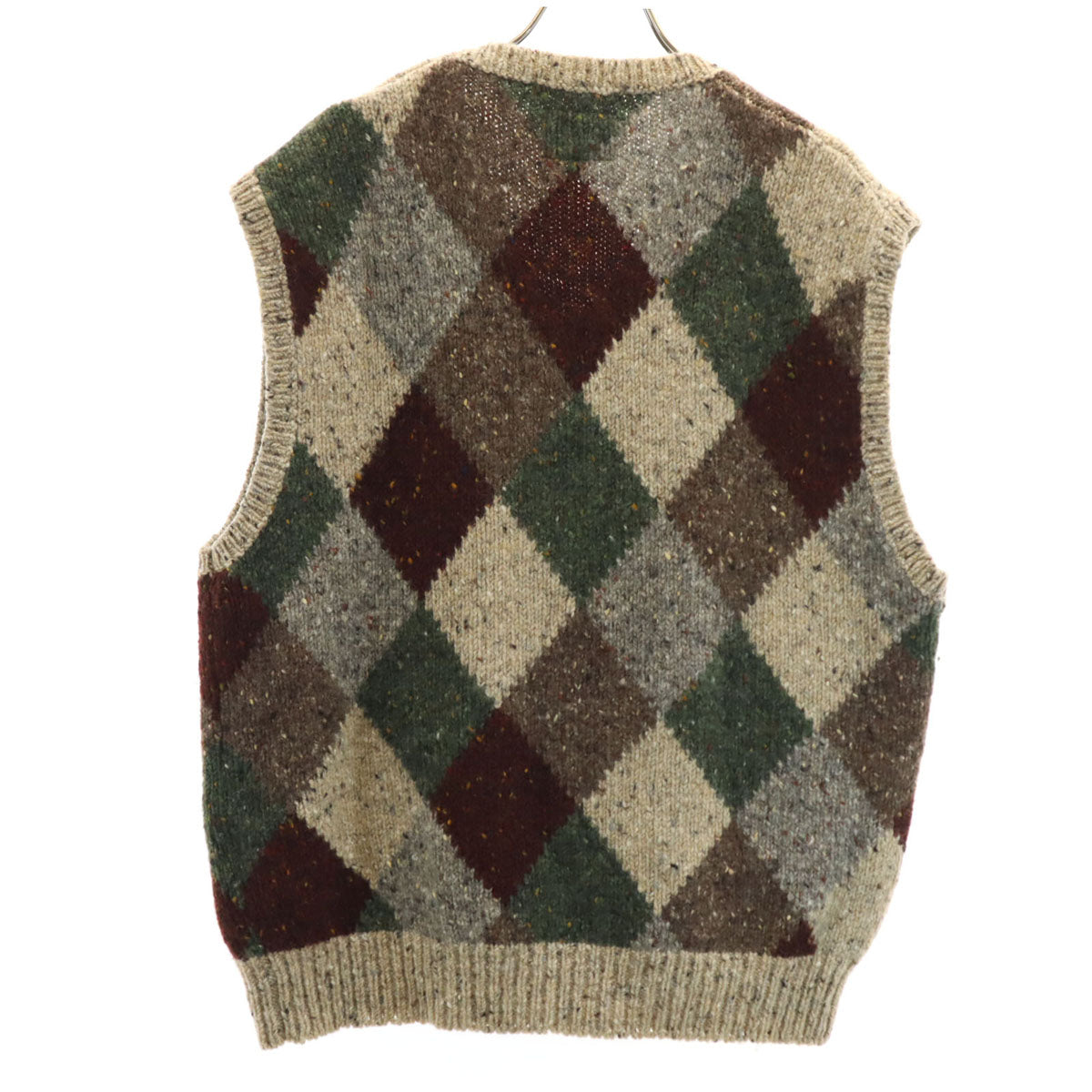 TOMMY HILFIGER トミーヒルフィガー 90s オールド フラッグタグ アーガイル柄 Vネック ニットベスト L ベージュ メンズ