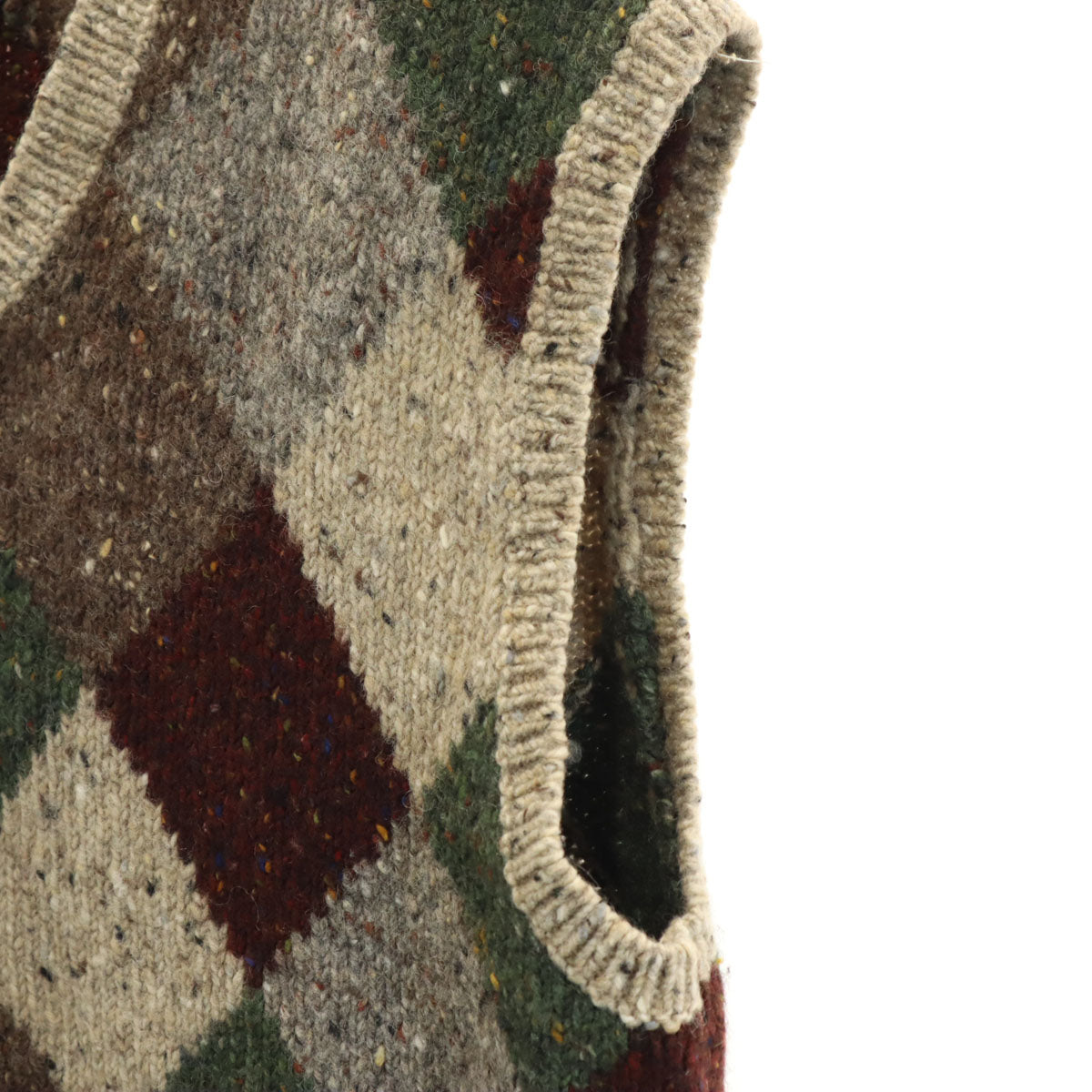 TOMMY HILFIGER トミーヒルフィガー 90s オールド フラッグタグ アーガイル柄 Vネック ニットベスト L ベージュ メンズ