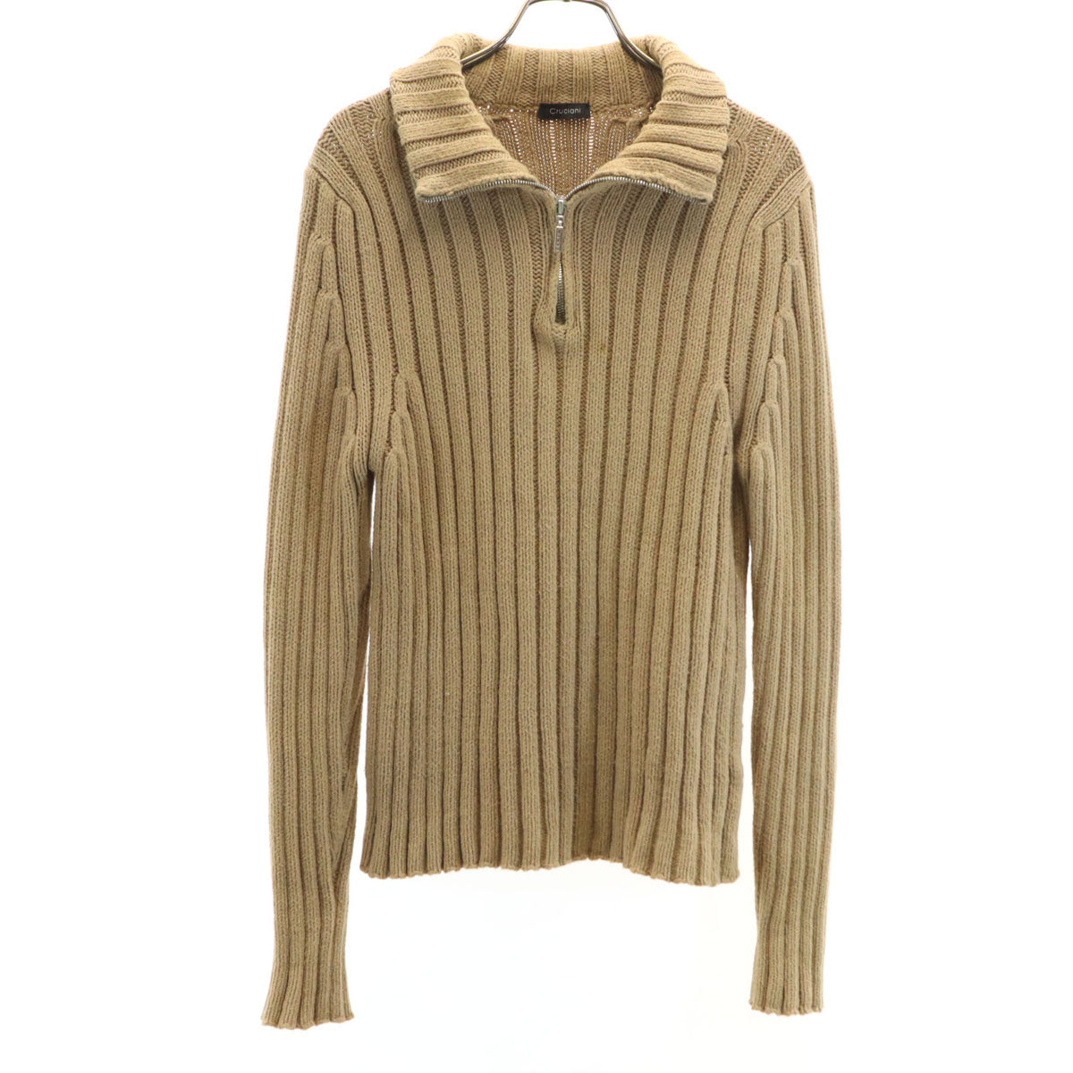 CRUCIANI クルチアーニ イタリア製 長袖 ハーフジップ ニット ベージュ セーター レディース