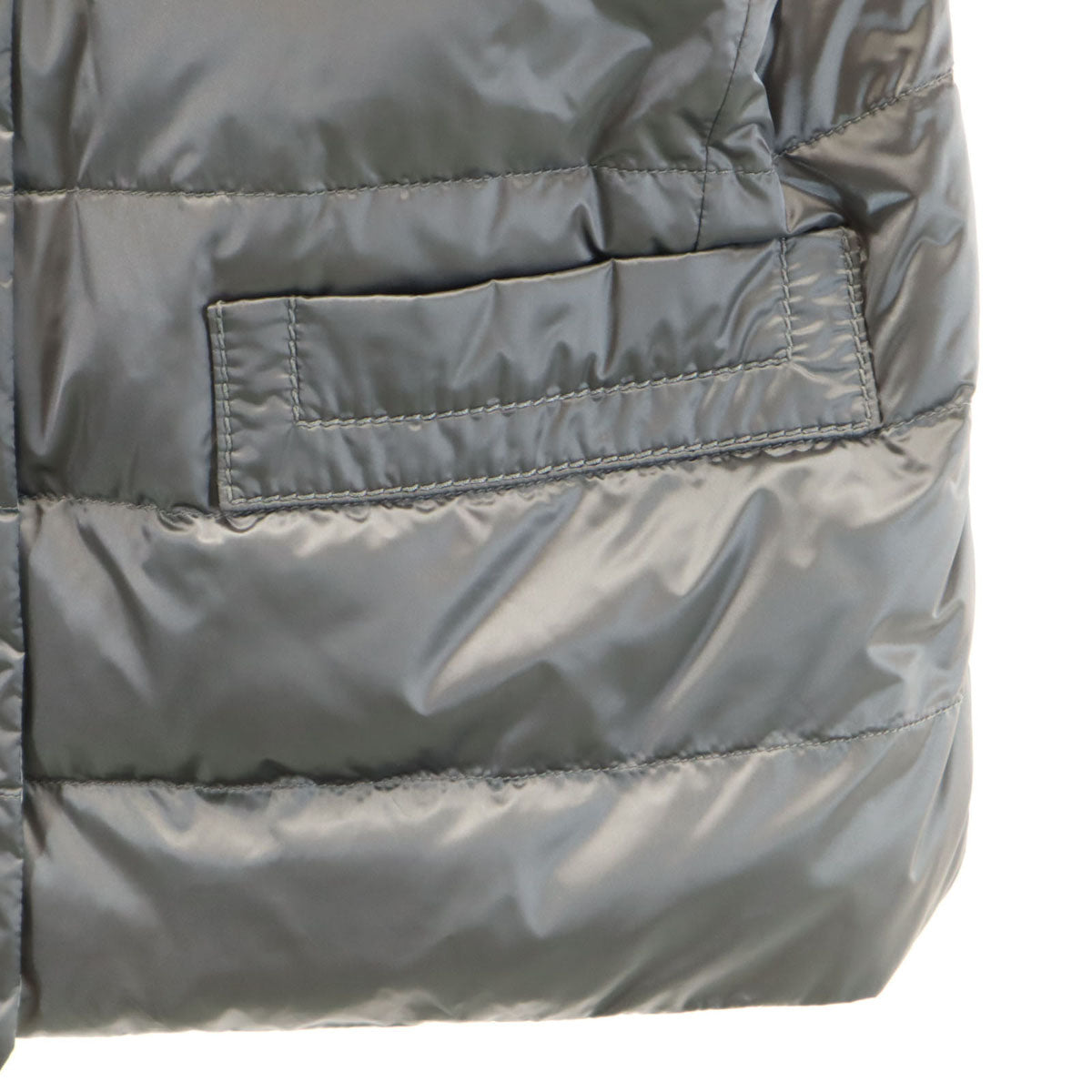 PRADA プラダ ノーカラー ダウンジャケット 42 グレー レディース