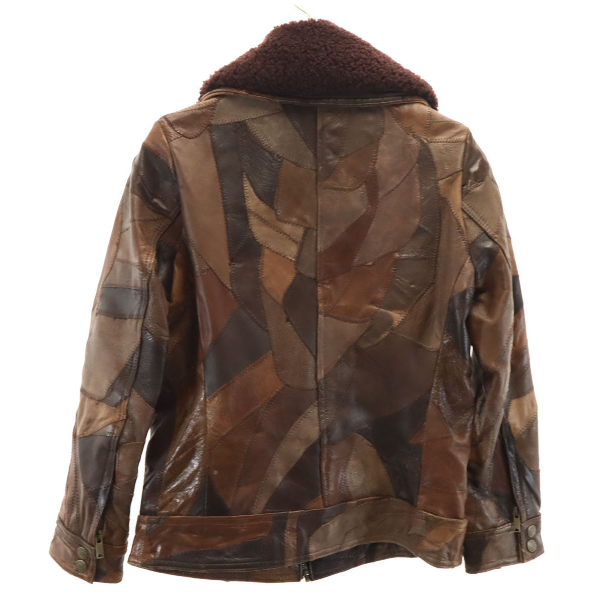 HYSTERIC LEATHER ヒステリックレザー ムートン襟 パッチワーク レザージャケット FREE ブラウン ヒステリックグラマー レディース