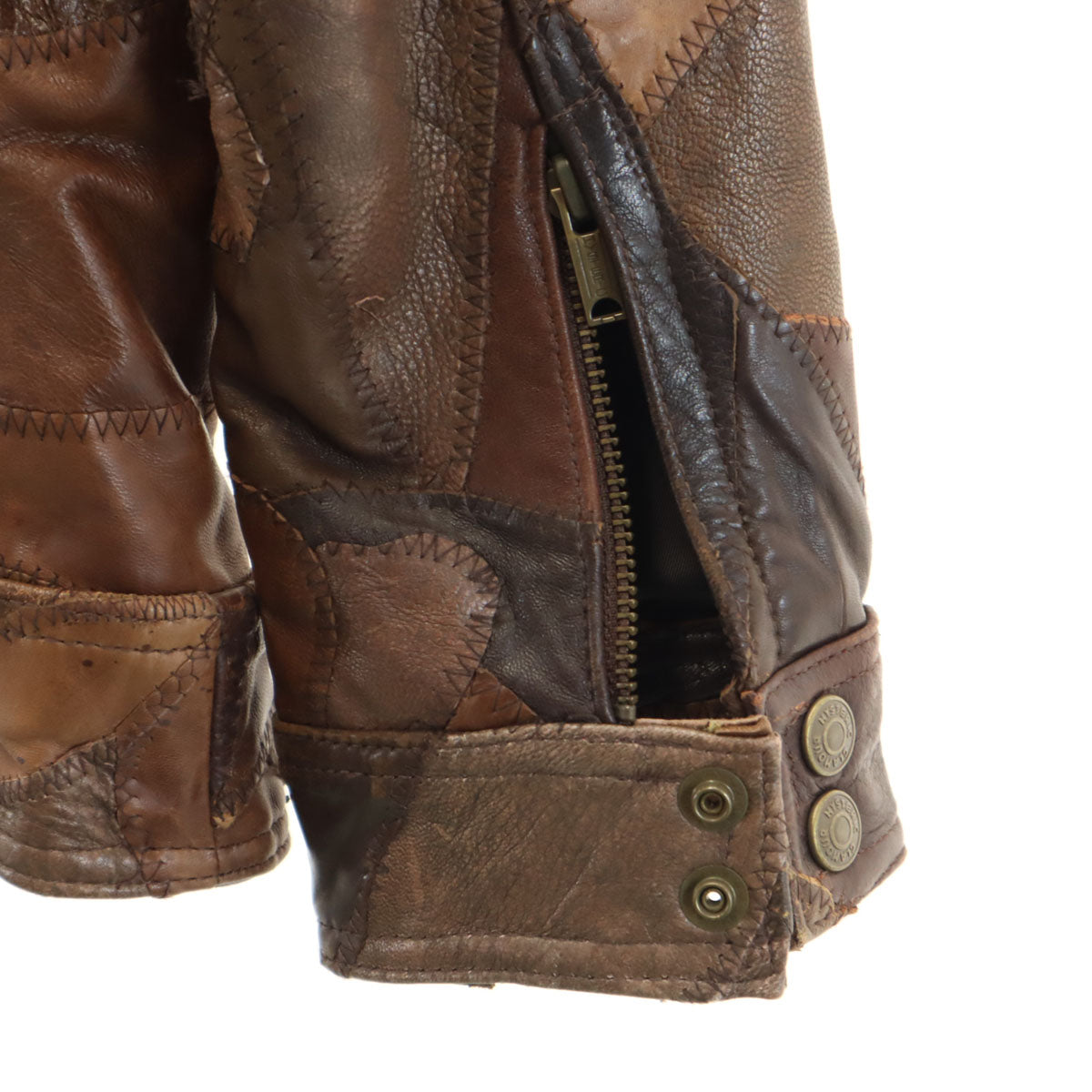 HYSTERIC LEATHER ヒステリックレザー ムートン襟 パッチワーク レザージャケット FREE ブラウン ヒステリックグラマー レディース