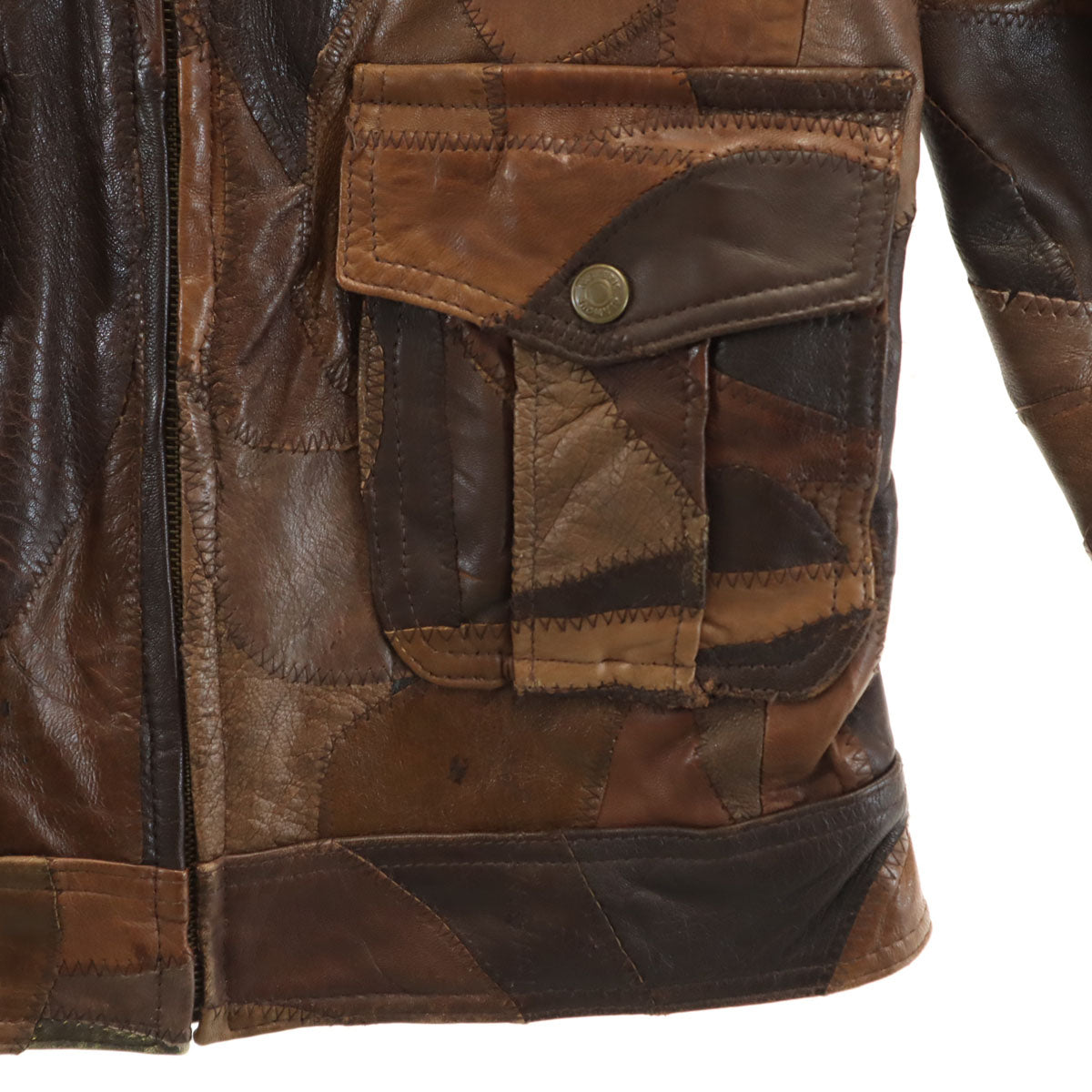 HYSTERIC LEATHER ヒステリックレザー ムートン襟 パッチワーク レザージャケット FREE ブラウン ヒステリックグラマー レディース