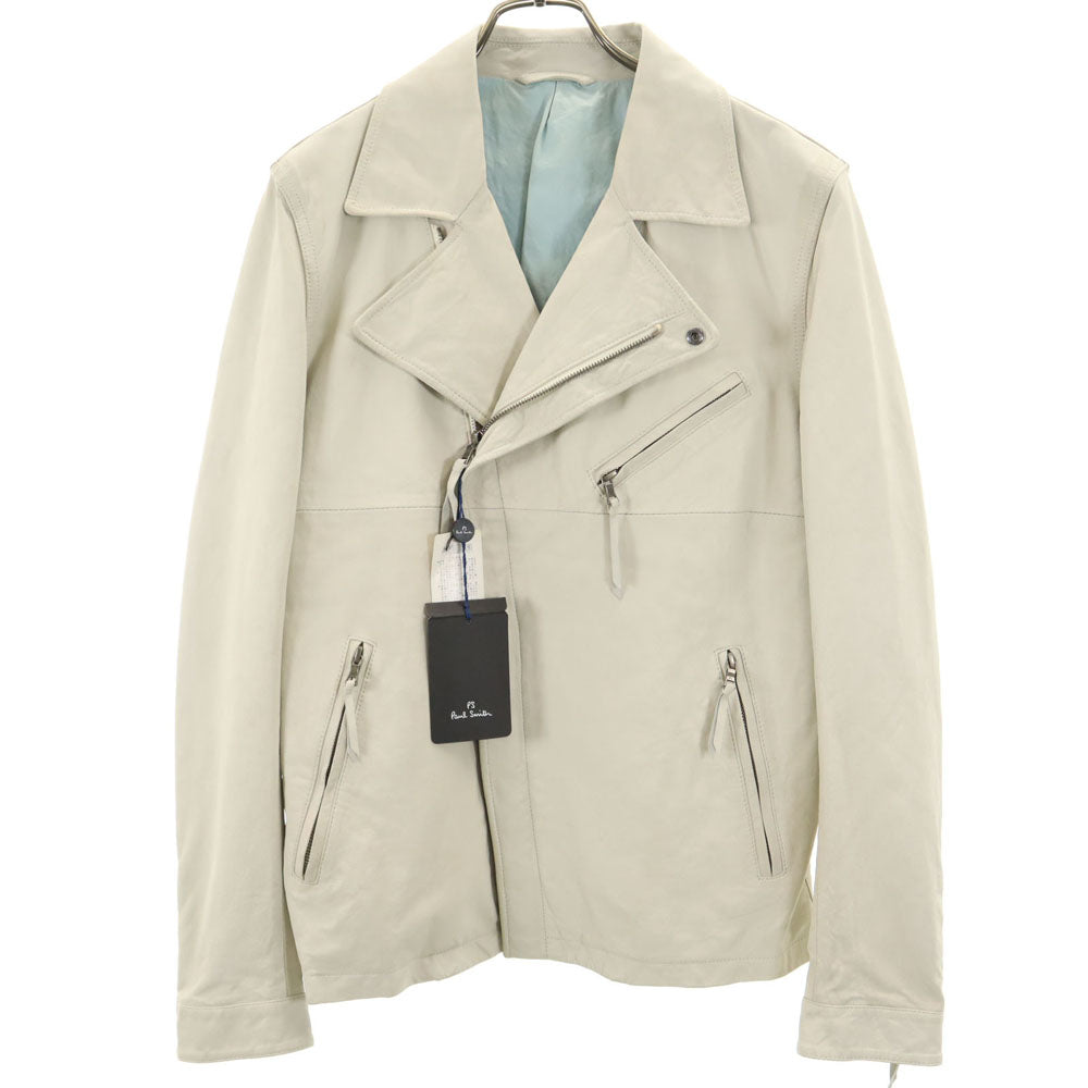 未使用 PS Paul Smith ピーエスポールスミス ダブルライダースジャケット M ベージュ メンズ