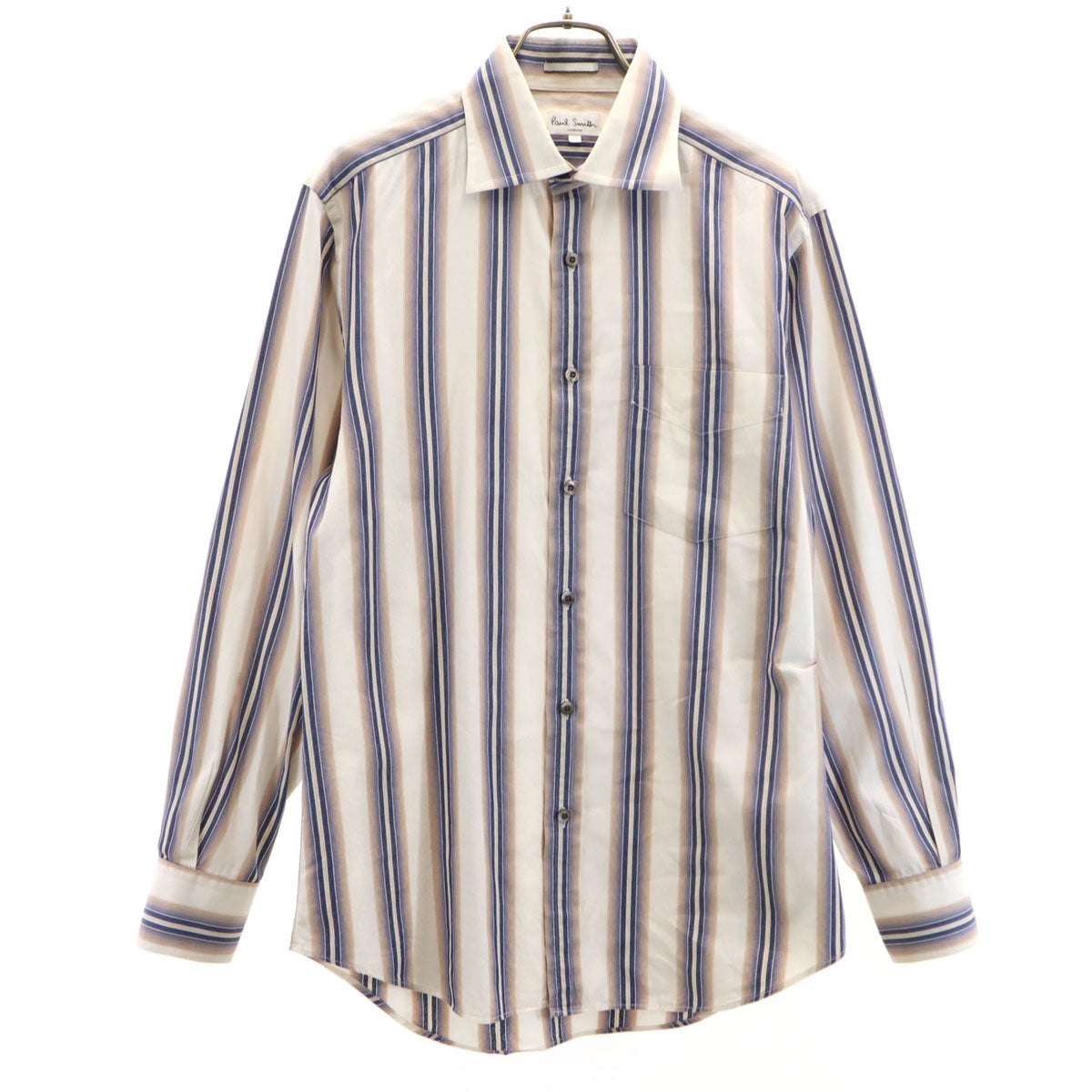 Paul Smith LONDON ポールスミスロンドン ストライプ柄 長袖 シャツ M アイボリー メンズ