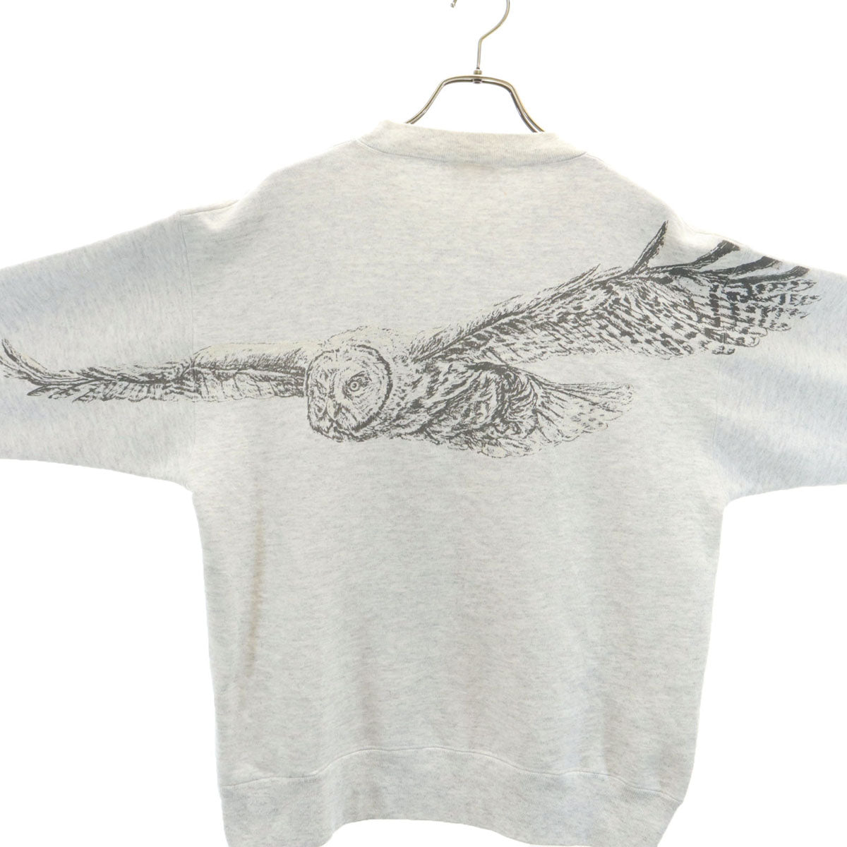 90s オールド 長袖 スウェット トレーナー グレー 裏起毛 フクロウ メンズ