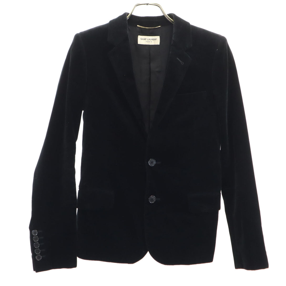SAINT LAURENT サンローラン イタリア製 シルク テーラードジャケット F34 黒 レディース