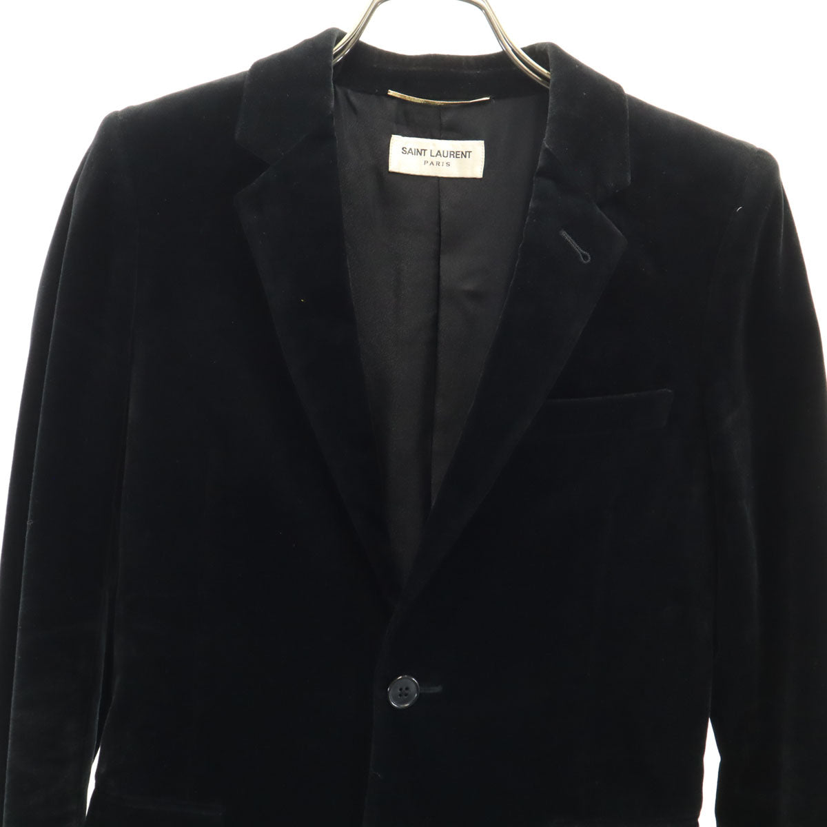 SAINT LAURENT サンローラン イタリア製 シルク テーラードジャケット F34 黒 レディース