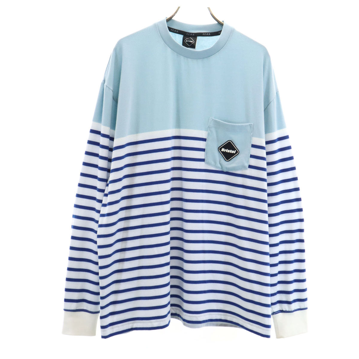 Bristol ブリストル ボーダー柄 長袖 Tシャツ L ブルー系 ロンT ポケT 