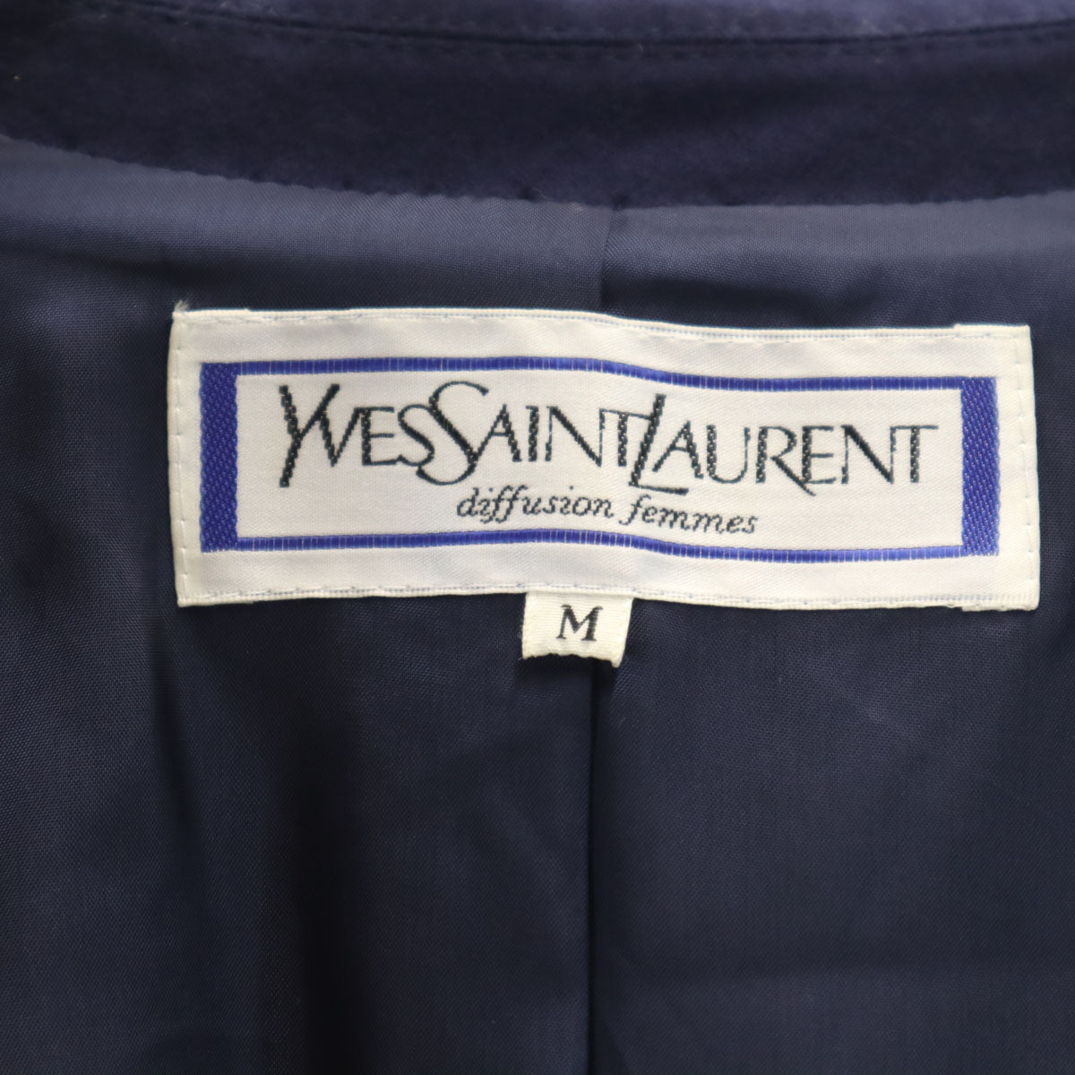 YVES SAINT LAURENT イヴサンローラン 90s オールド ダブル テーラードジャケット M ネイビー レディース