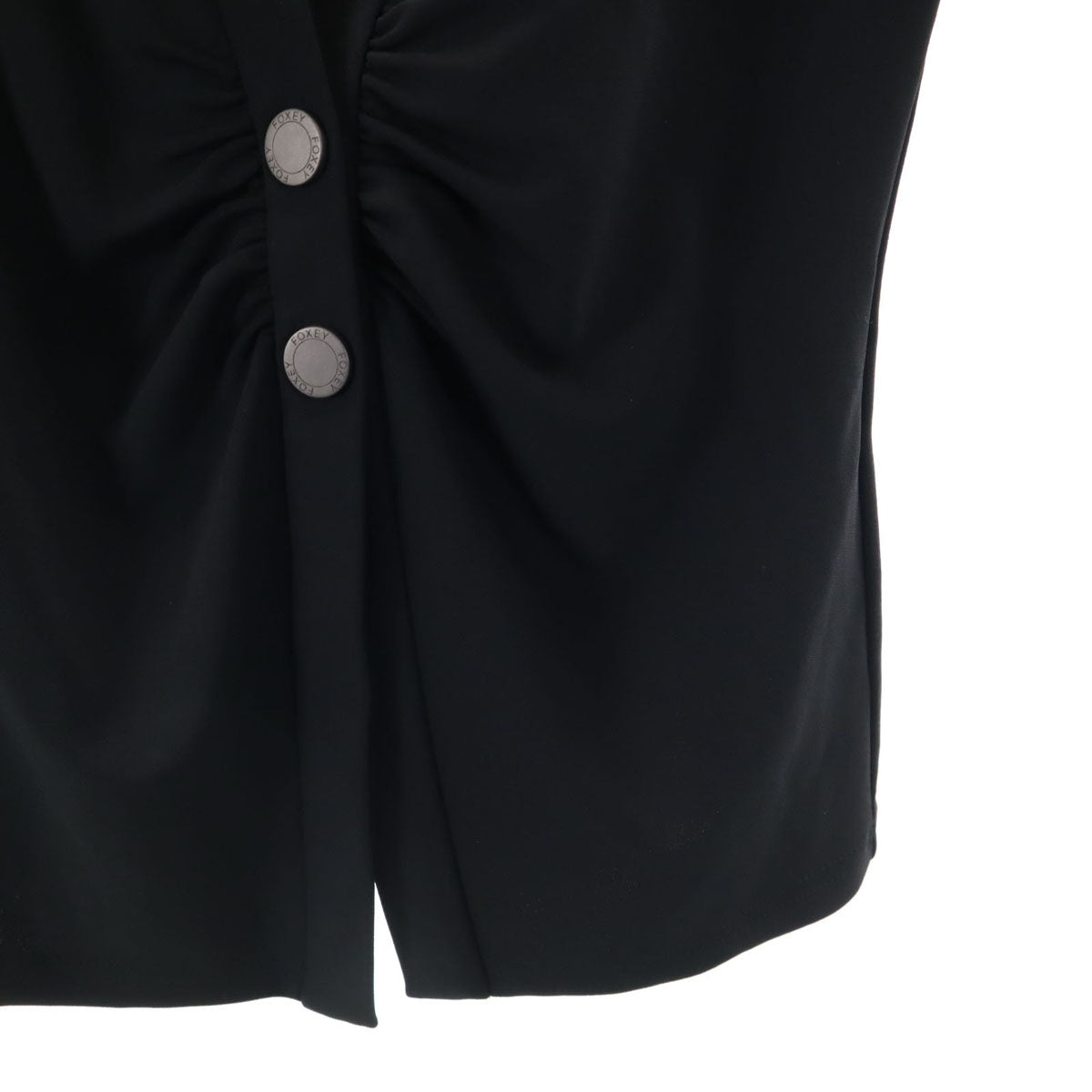 FOXEY NEW YORK フォクシーニューヨーク 日本製 長袖 Vネック カーディガン 40 ブラック レディース