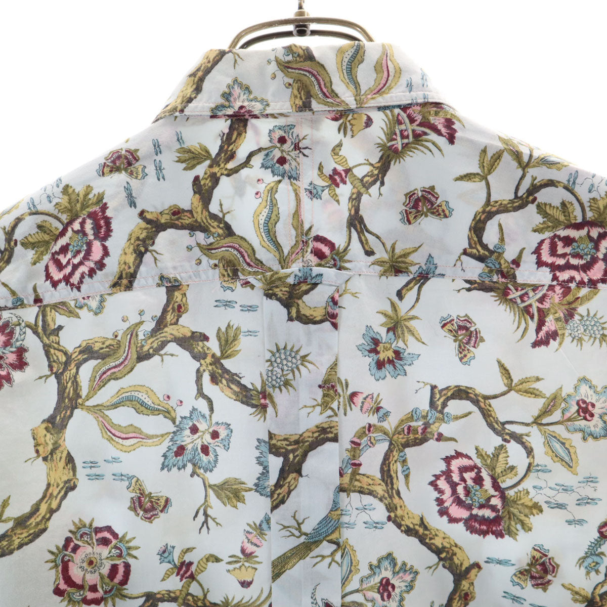 Paul Smith ポールスミス 日本製 花柄 長袖 コットンシャツ M ホワイトブルー系 メンズ