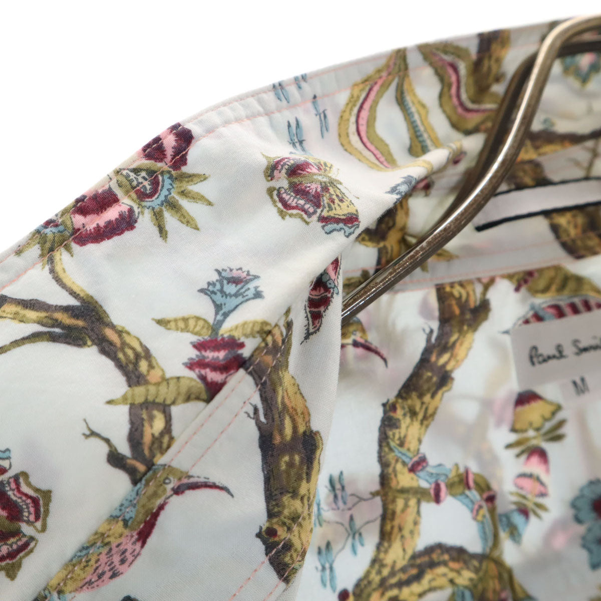 Paul Smith ポールスミス 日本製 花柄 長袖 コットンシャツ M ホワイトブルー系 メンズ