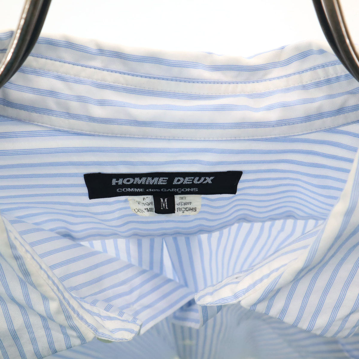 COMME des GARCONS HOMME DEUX コムデギャルソンオムドゥ 2015年 日本製 ストライプ柄 長袖 コットンシャツ M ホワイト メンズ