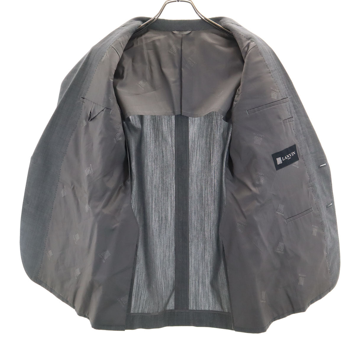 LANVIN ランバン 90s シルクブレンド オールド スーツ 上下 セットアップ M48-35 グレー メンズ