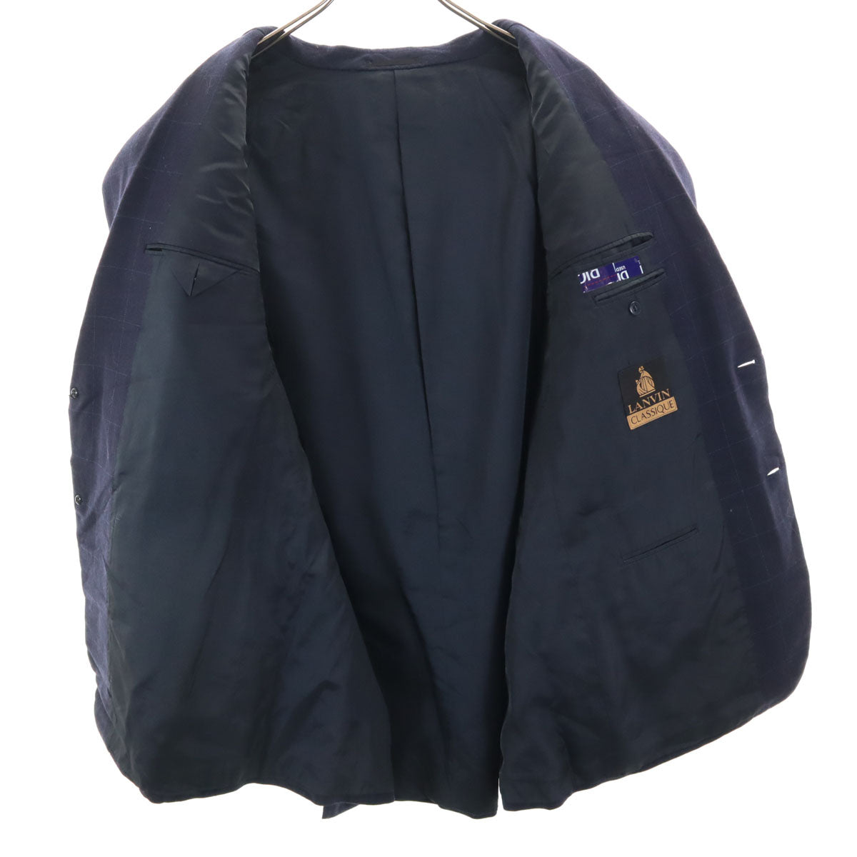 LANVIN CLASSIQUE ランバン クラシック 90s シルクブレンド カシミヤブレンド オールド テーラードジャケット ST50-56 ネイビー メンズ