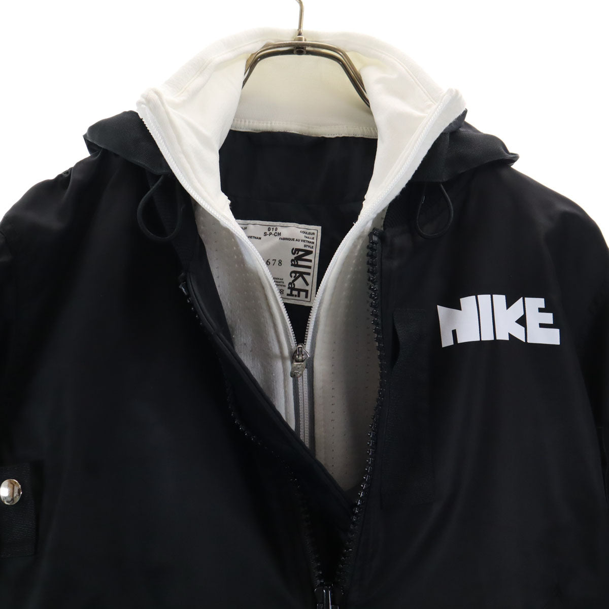 NIKE ナイキ 21AW sacai サカイ コラボ レイヤード ナイロンジャケット S ブラック メンズ