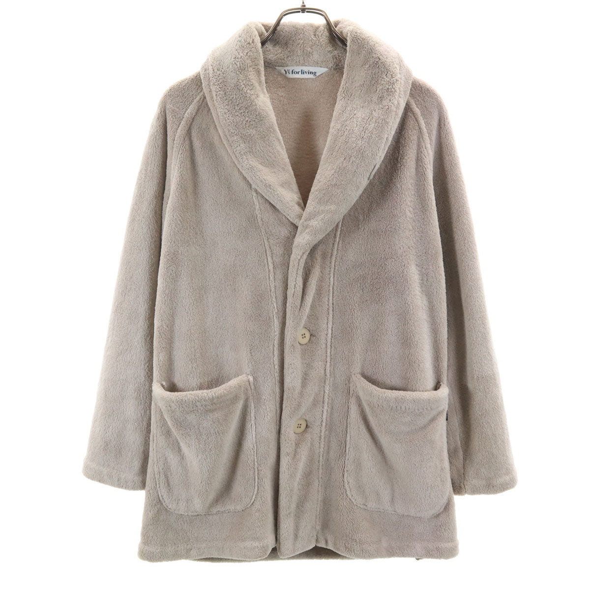 Y's for living ワイズフォーリビング 長袖 ショールカラー フェイクファー カーディガン ベージュ ヨウジヤマモト レディース
