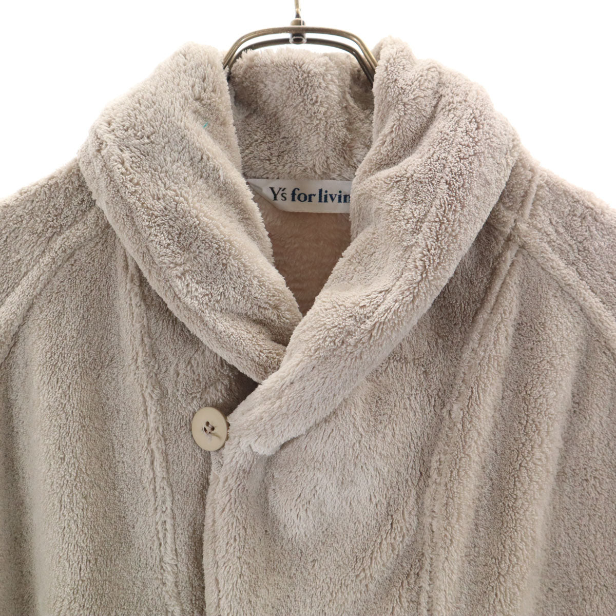 Y's for living ワイズフォーリビング 長袖 ショールカラー フェイクファー カーディガン ベージュ ヨウジヤマモト レディース