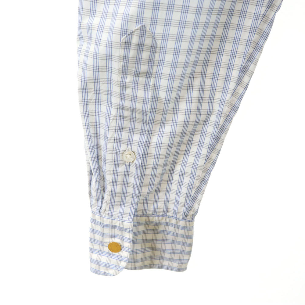 エルメス フランス製 チェック柄 長袖 ボタンダウンシャツ 42 ホワイト 他 HERMES メンズ