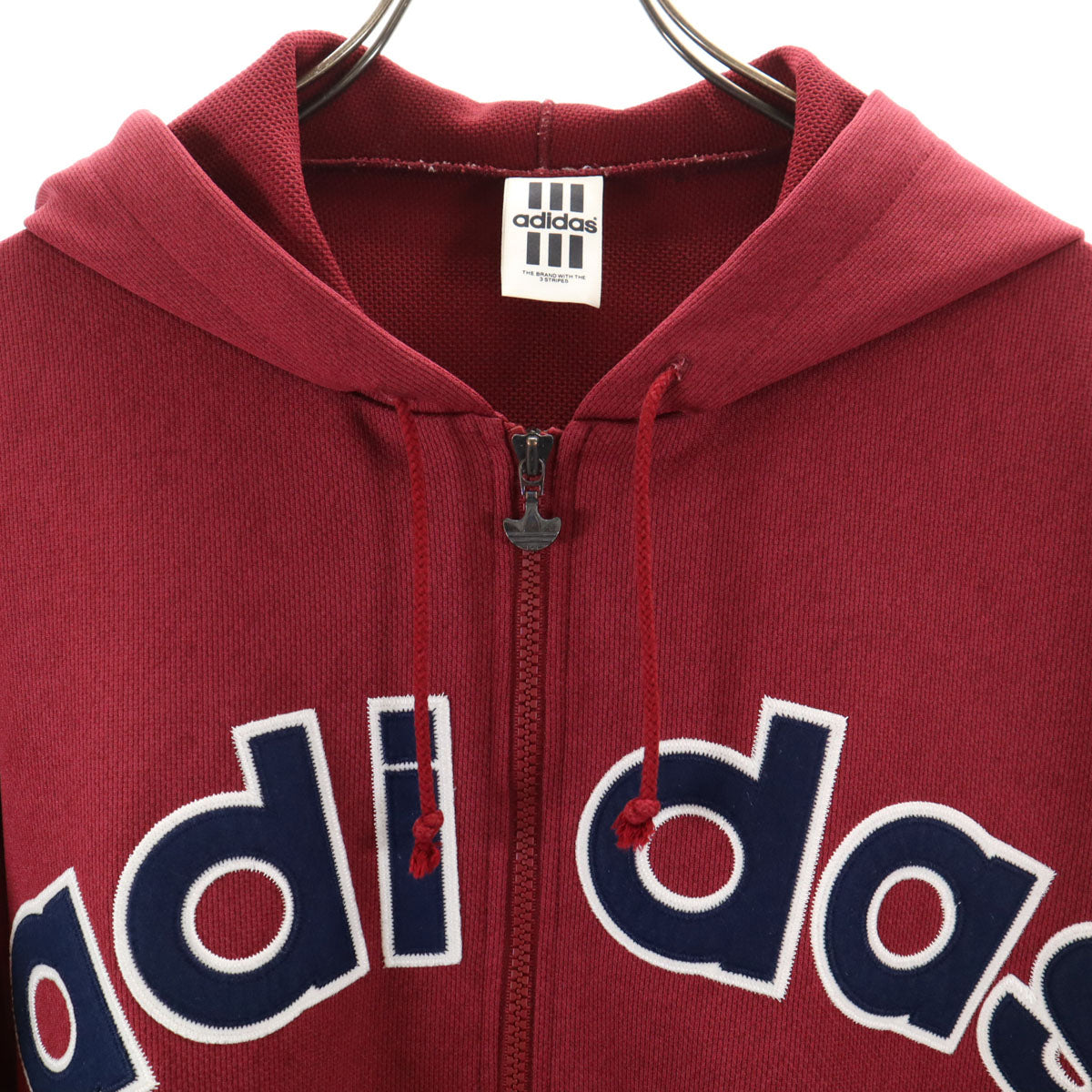 adidas アディダス 90s 日本製 オールド 長袖 ジップパーカー S-M ボルドー デサント メンズ