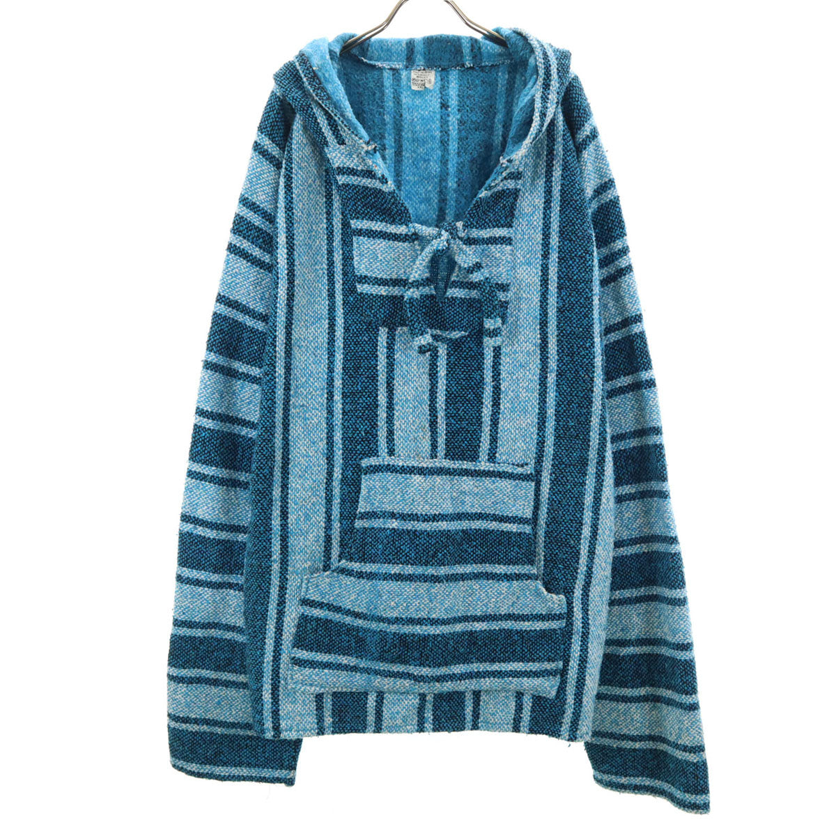 ARTESANIAS MICKEY 80s 90s オールド ストライプ柄 長袖 メキシカン パーカー XXL 水色 プルオーバー ビッグサイズ メンズ