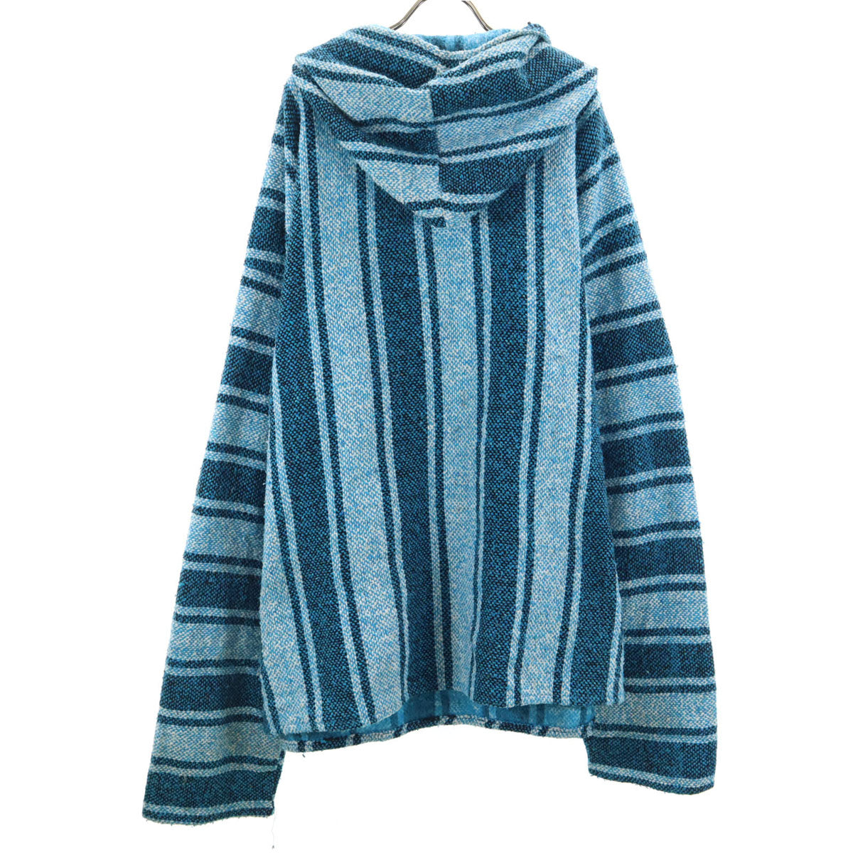 ARTESANIAS MICKEY 80s 90s オールド ストライプ柄 長袖 メキシカン パーカー XXL 水色 プルオーバー ビッグサイズ メンズ